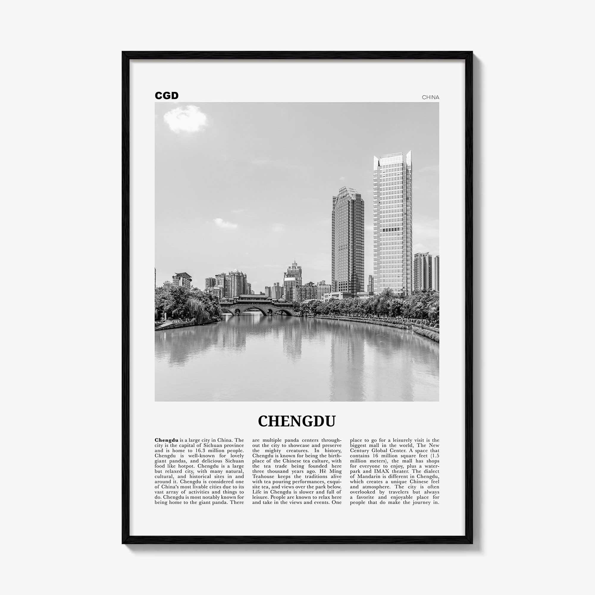 Chengdu Print Black and White, Chengdu Wall Art, Chengdu Poster, Chengdu Photo, Chengdu Wall Décor, China