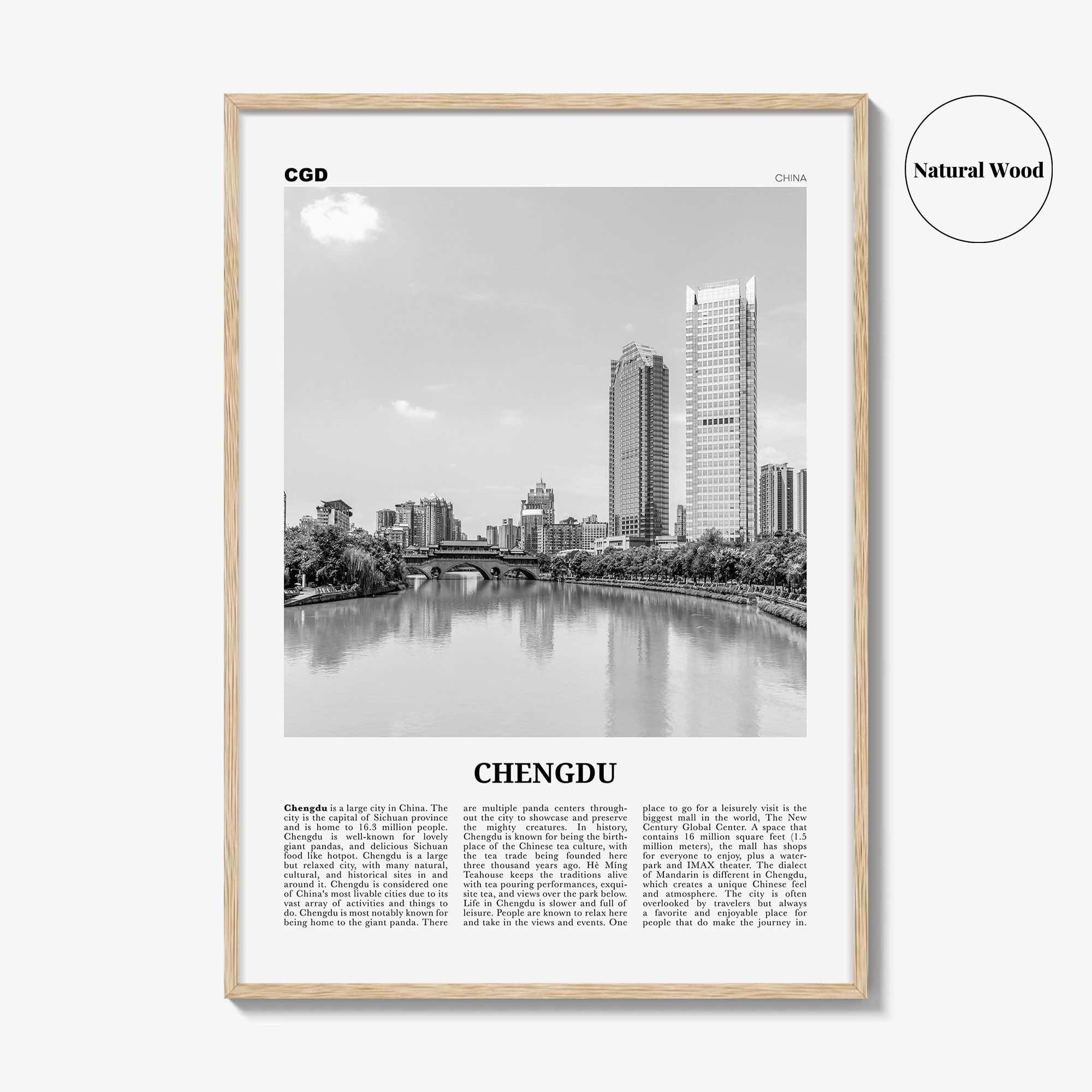 Chengdu Print Black and White, Chengdu Wall Art, Chengdu Poster, Chengdu Photo, Chengdu Wall Décor, China