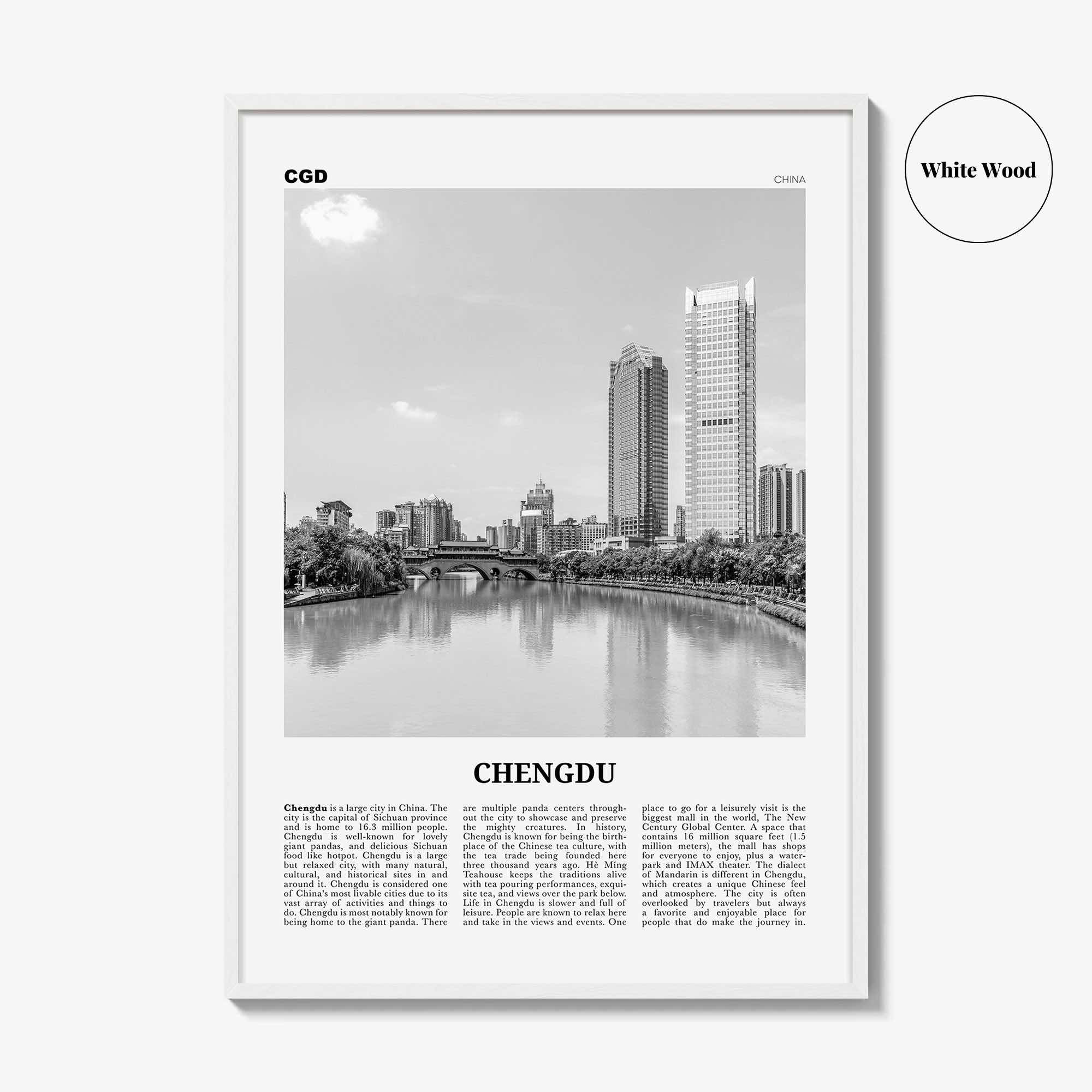 Chengdu Print Black and White, Chengdu Wall Art, Chengdu Poster, Chengdu Photo, Chengdu Wall Décor, China