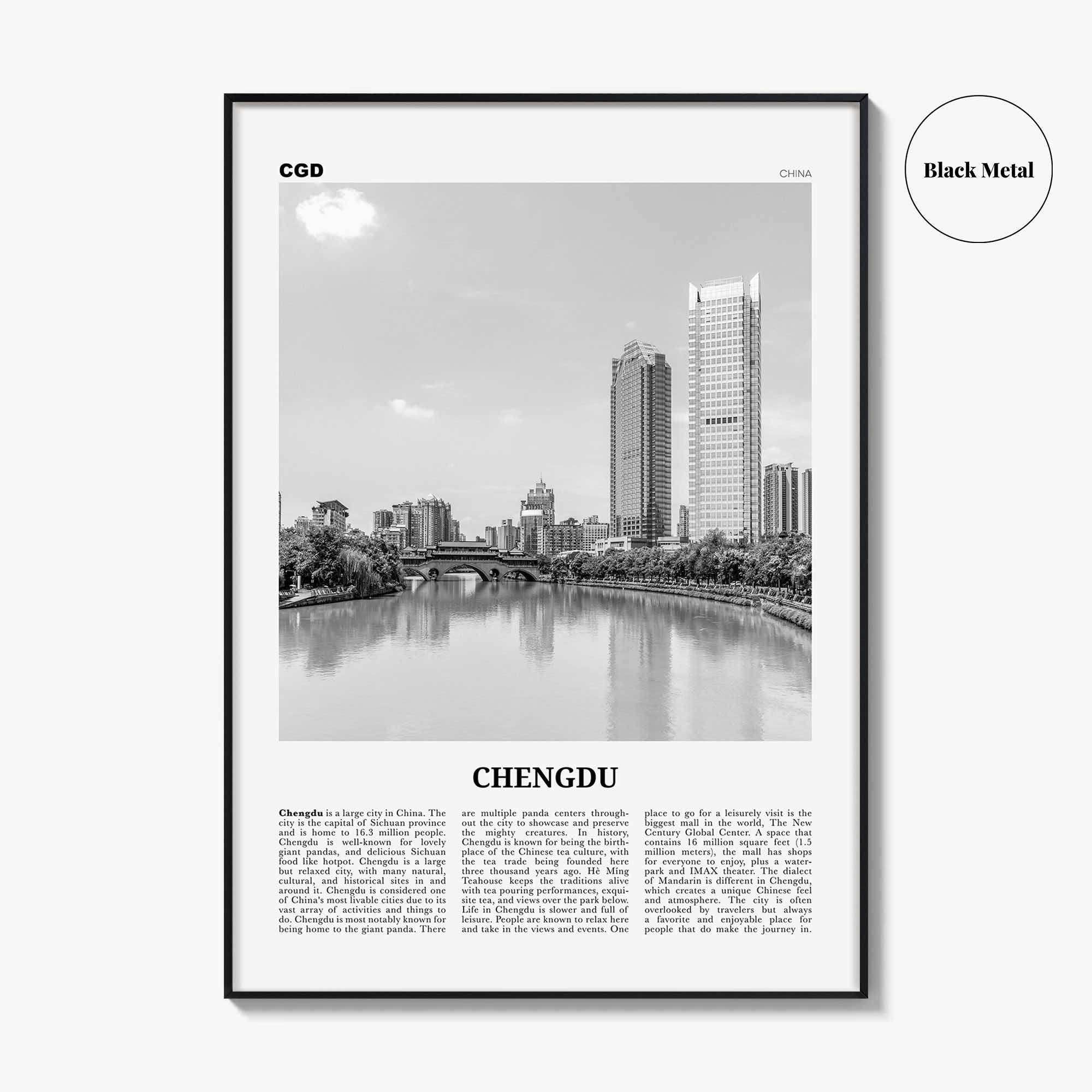 Chengdu Print Black and White, Chengdu Wall Art, Chengdu Poster, Chengdu Photo, Chengdu Wall Décor, China