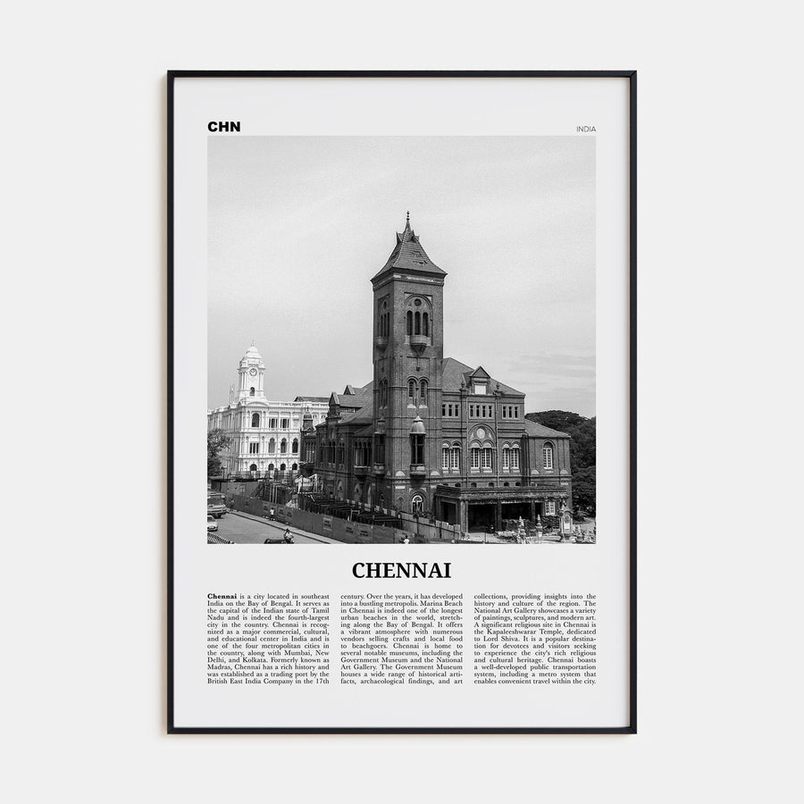 Chennai Travel B&W Poster