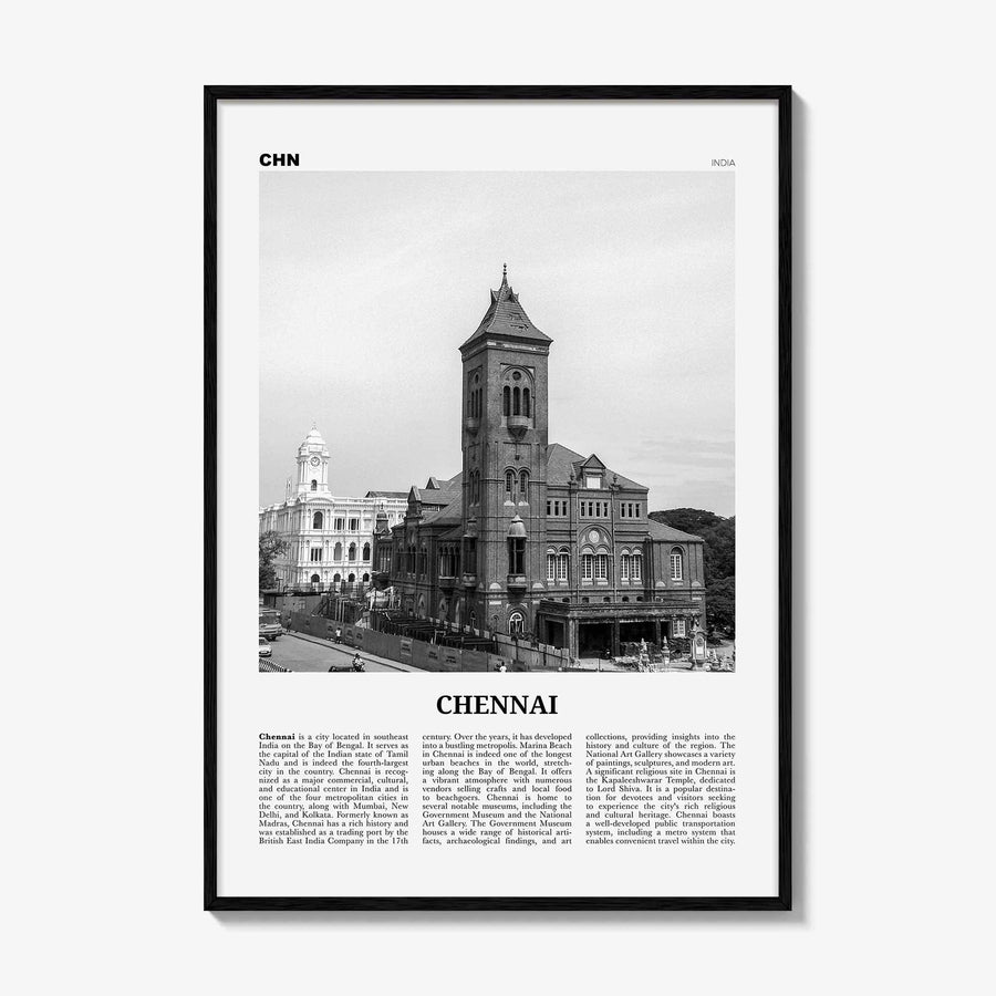 Chennai Print Black and White, Chennai Wall Art, Chennai Poster, Chennai Photo, Chennai Wall Décor, India