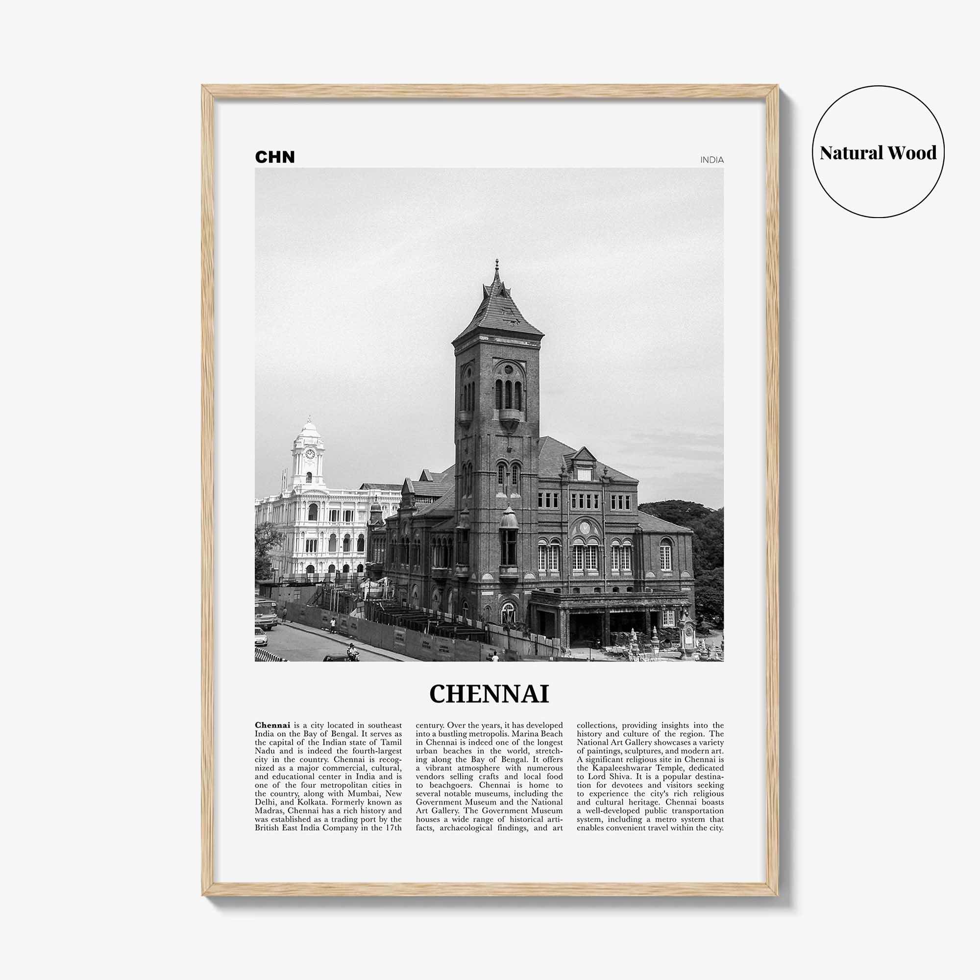 Chennai Print Black and White, Chennai Wall Art, Chennai Poster, Chennai Photo, Chennai Wall Décor, India