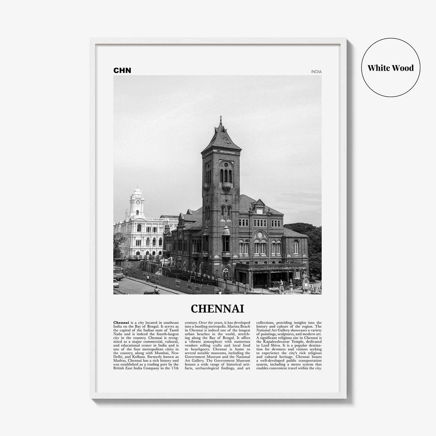 Chennai Print Black and White, Chennai Wall Art, Chennai Poster, Chennai Photo, Chennai Wall Décor, India