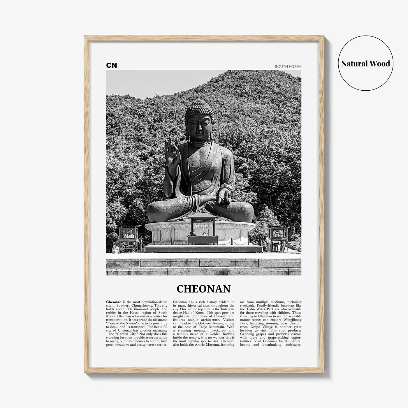 Cheonan Print Black and White, Cheonan  Wall Art, Cheonan Poster,  Cheonan Photo, Cheonan Wall Décor, Cheonan Map, South Korea