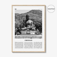 Cheonan Print Black and White, Cheonan  Wall Art, Cheonan Poster,  Cheonan Photo, Cheonan Wall Décor, Cheonan Map, South Korea