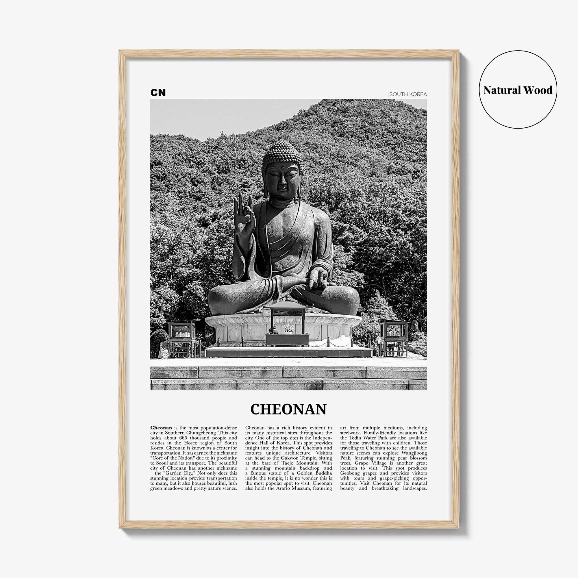 Cheonan Print Black and White, Cheonan  Wall Art, Cheonan Poster,  Cheonan Photo, Cheonan Wall Décor, Cheonan Map, South Korea