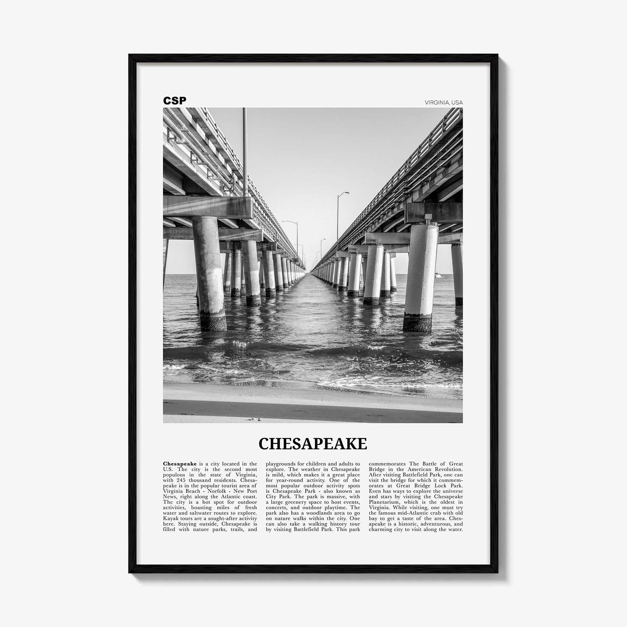 Chesapeake Print Black and White, Chesapeake Wall Art, Chesapeake Poster, Chesapeake Photo, Chesapeake Décor, Virginia, USA, United States