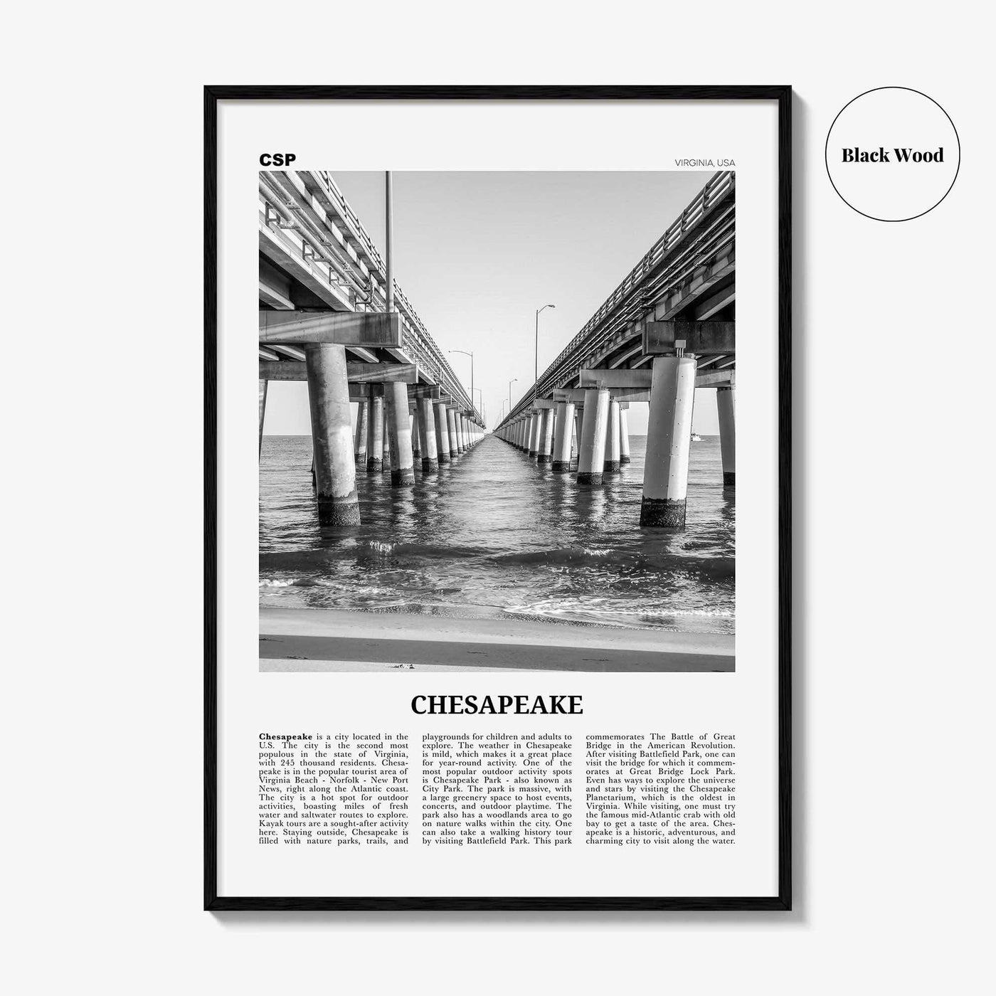 Chesapeake Print Black and White, Chesapeake Wall Art, Chesapeake Poster, Chesapeake Photo, Chesapeake Décor, Virginia, USA, United States