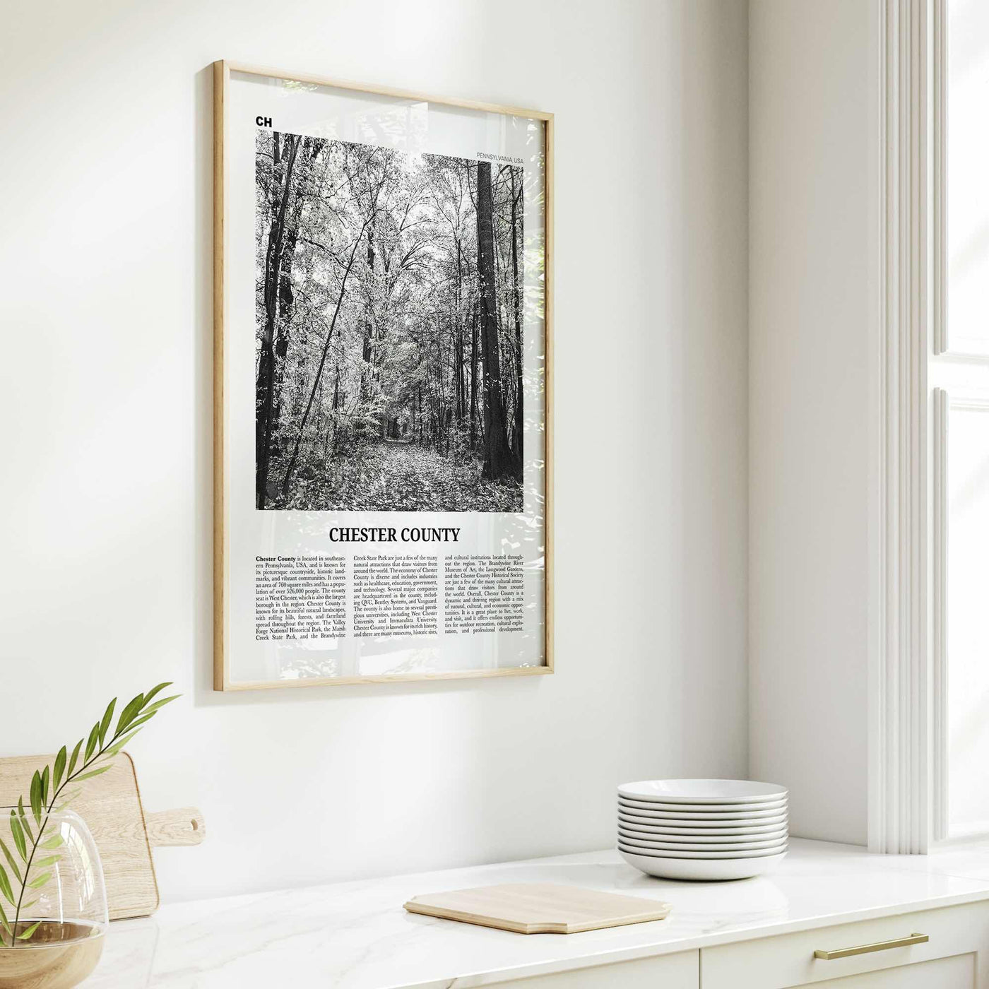 Chester County Print Black and White, Chester County Wall Art, Chester County Poster, Chester County Photo, Chester Wall Décor, Chester Map