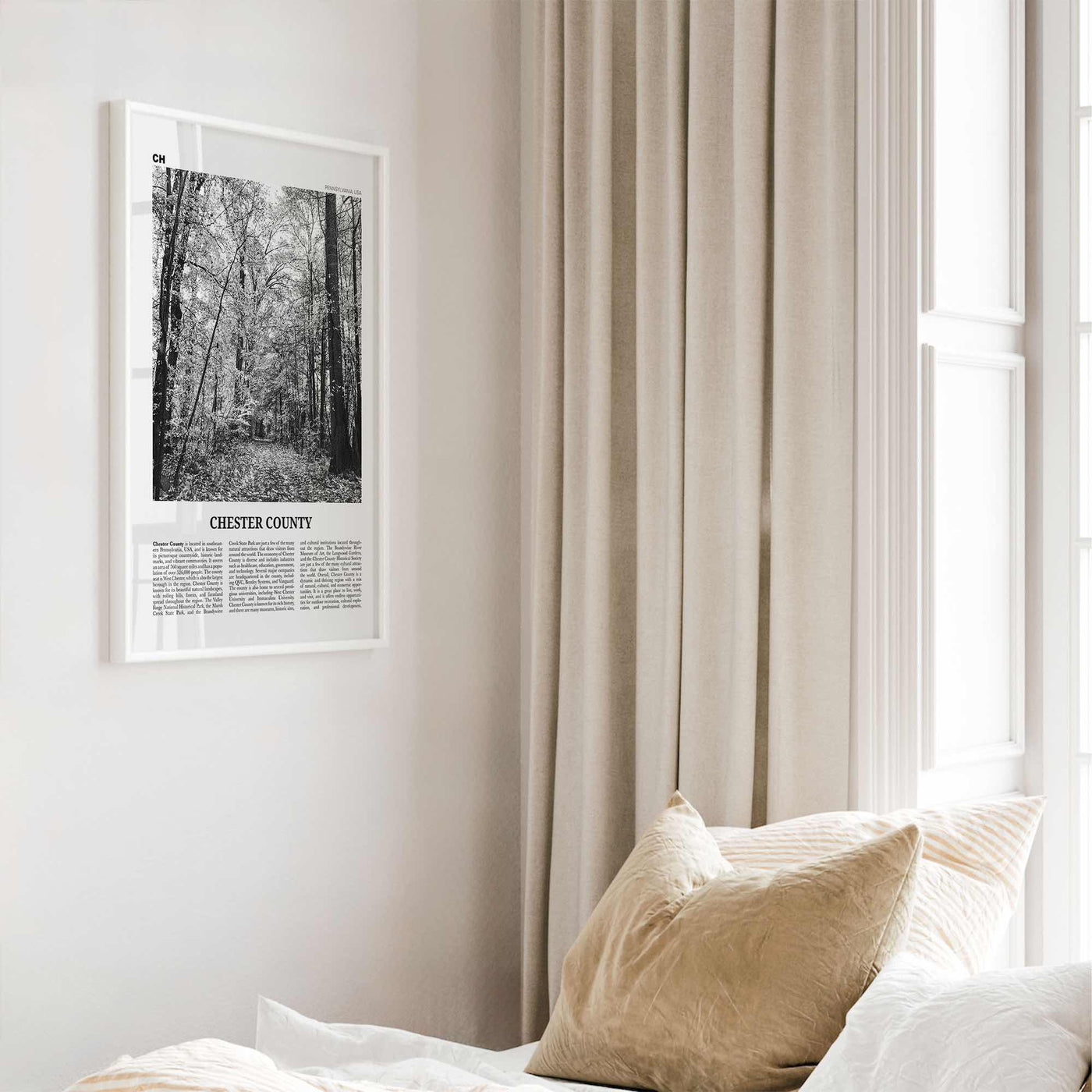 Chester County Print Black and White, Chester County Wall Art, Chester County Poster, Chester County Photo, Chester Wall Décor, Chester Map