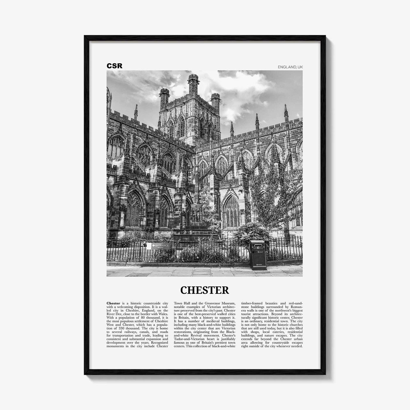 Chester Print Black and White No 1, Chester Wall Art, Chester Poster, Chester Photo, Cheshire Print, England, UK, United Kingdom, Europe