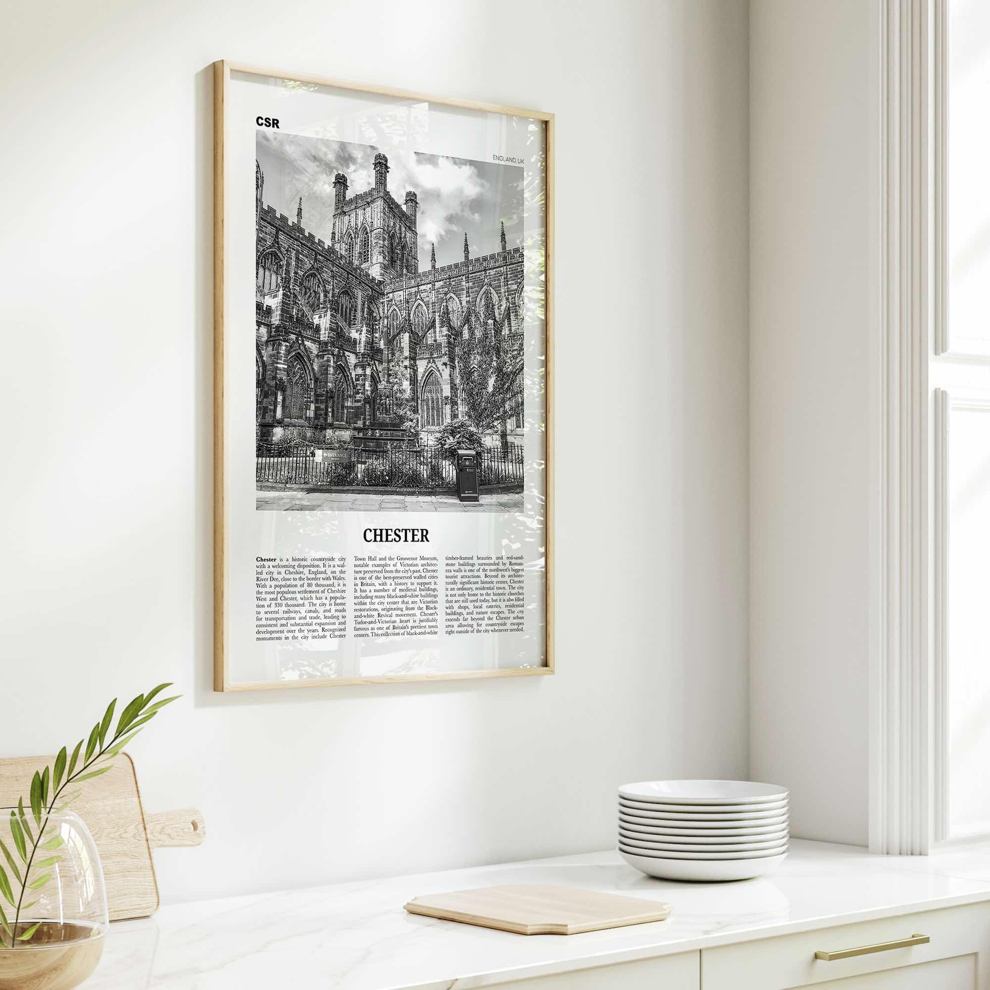 Chester Print Black and White No 1, Chester Wall Art, Chester Poster, Chester Photo, Cheshire Print, England, UK, United Kingdom, Europe