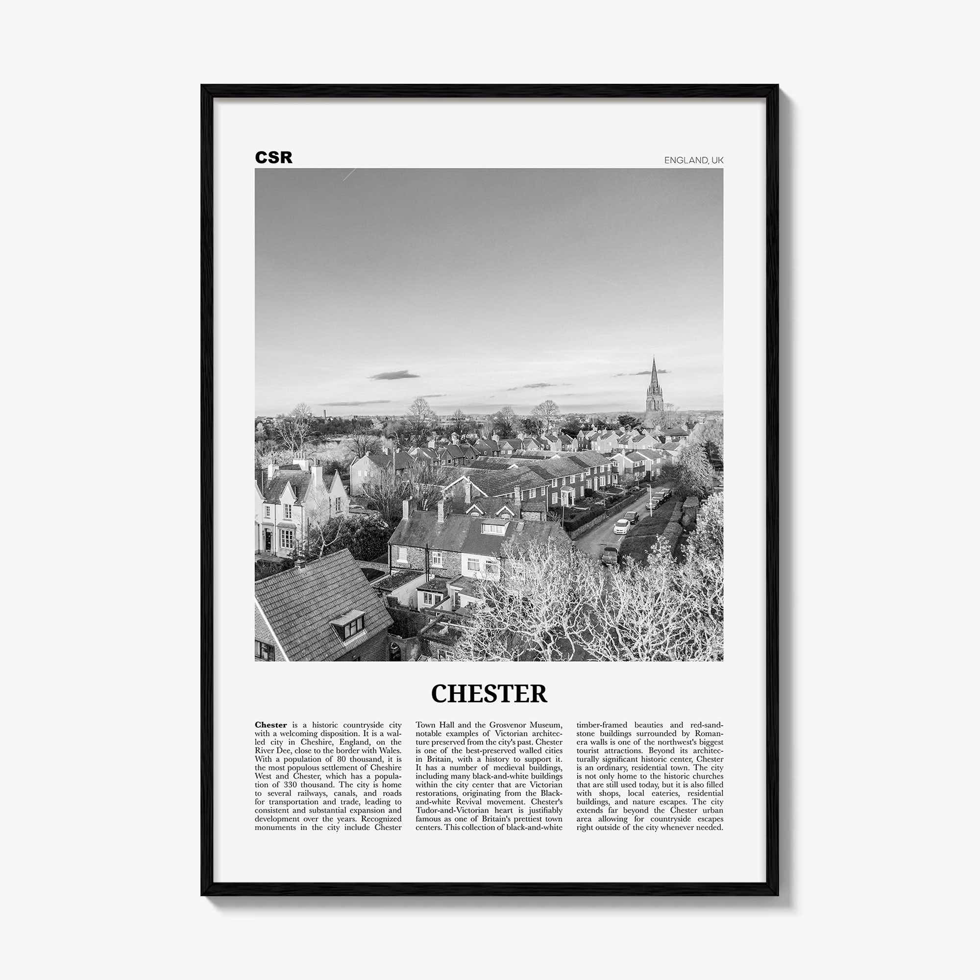 Chester Print Black and White No 2, Chester Wall Art, Chester Poster, Chester Photo, Cheshire Print, England, UK, United Kingdom, Europe