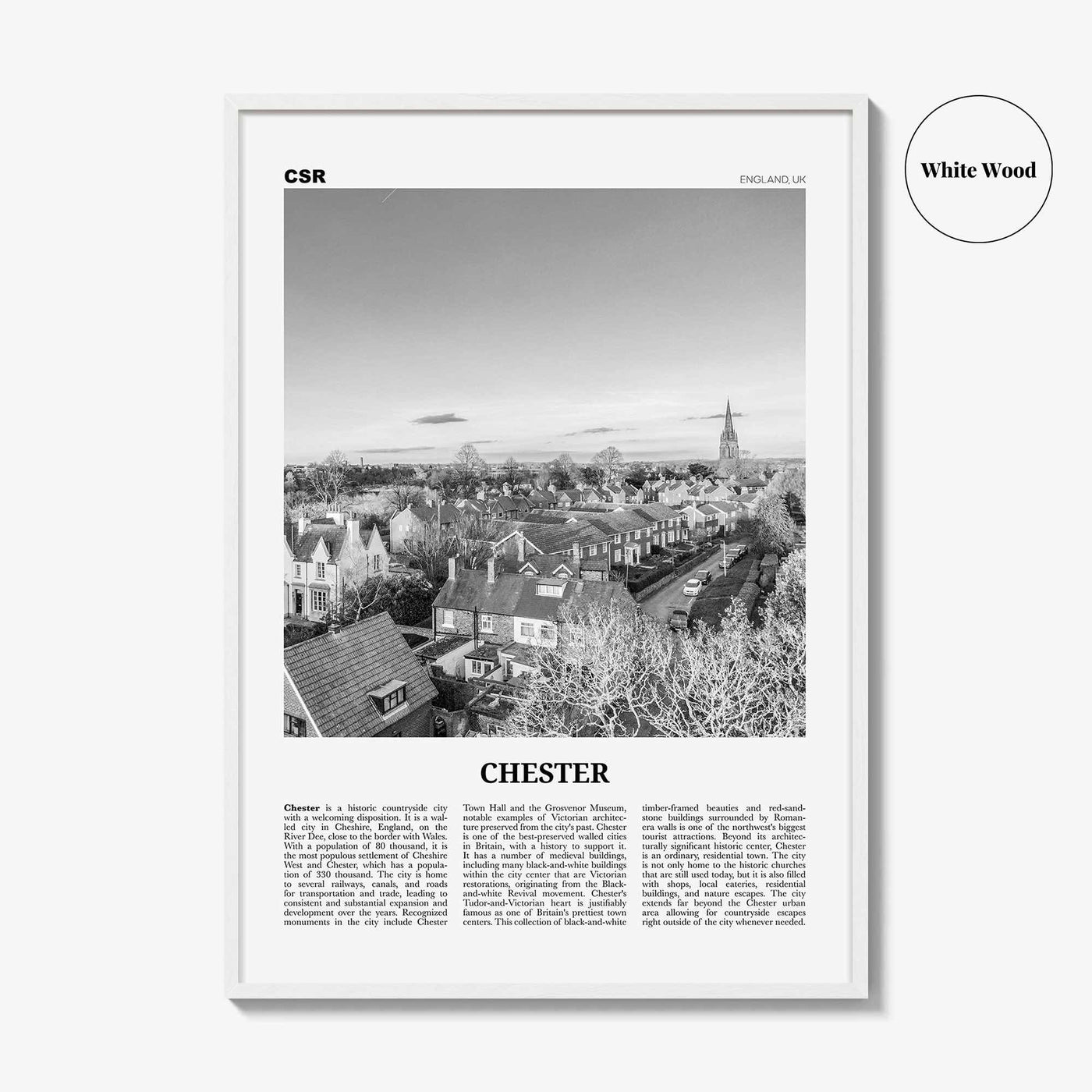 Chester Print Black and White No 2, Chester Wall Art, Chester Poster, Chester Photo, Cheshire Print, England, UK, United Kingdom, Europe