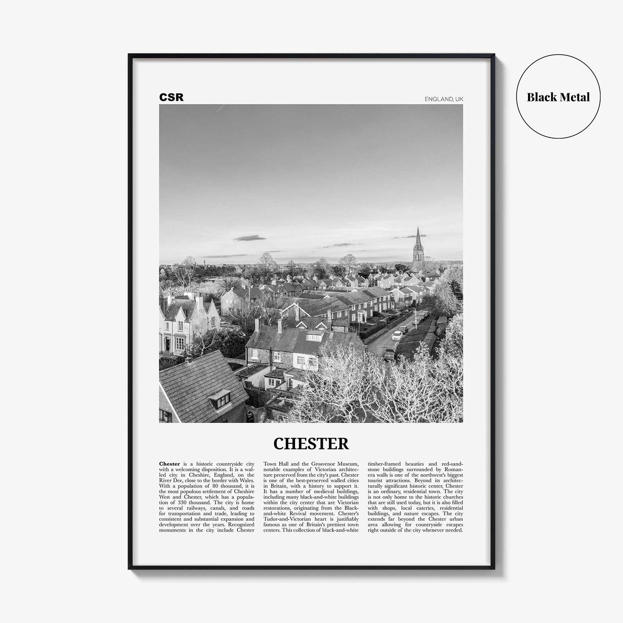 Chester Print Black and White No 2, Chester Wall Art, Chester Poster, Chester Photo, Cheshire Print, England, UK, United Kingdom, Europe