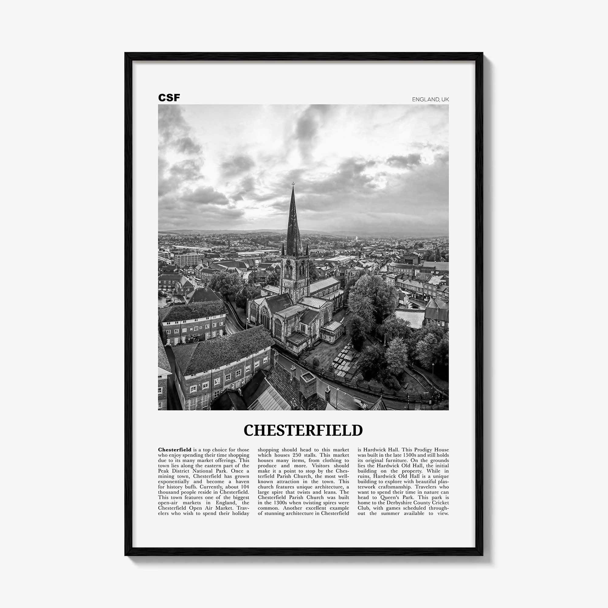 Chesterfield Print Black and White, Chesterfield Wall Art, Chesterfield Poster, Chesterfield Photo, Chesterfield Décor, Chesterfield Map