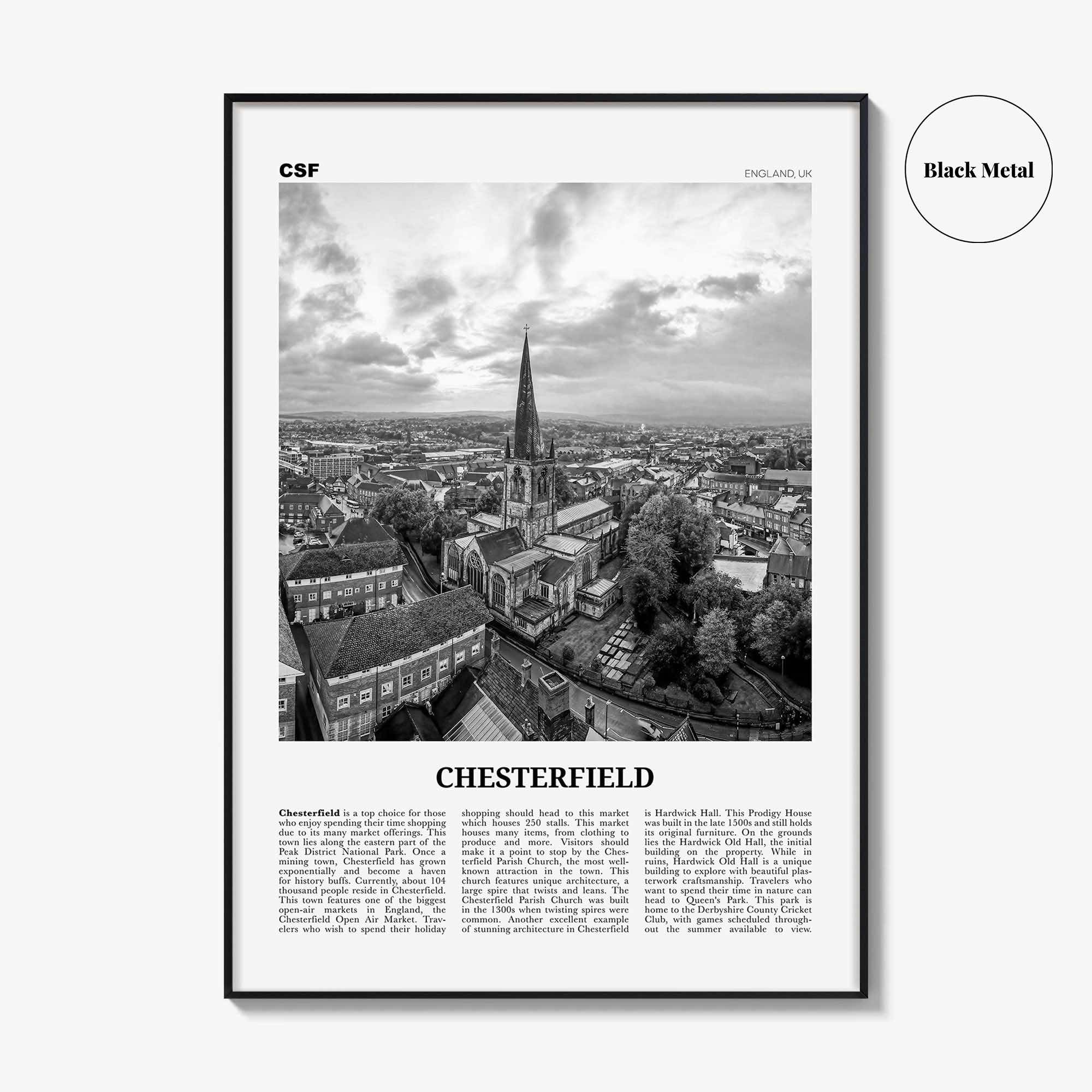 Chesterfield Print Black and White, Chesterfield Wall Art, Chesterfield Poster, Chesterfield Photo, Chesterfield Décor, Chesterfield Map