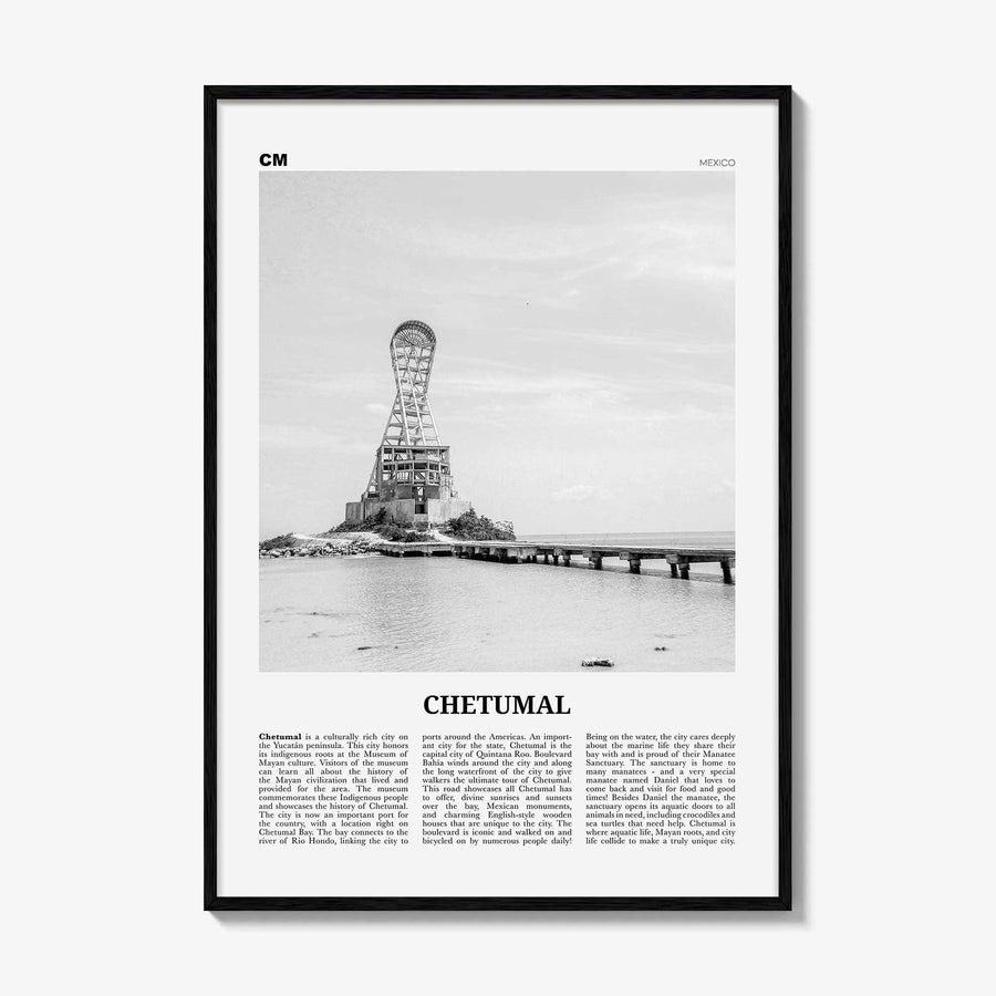 Chetumal Print Black and White, Chetumal Wall Art, Chetumal Poster, Chetumal Photo, Chetumal Wall Décor, Chetumal Map, Mexico