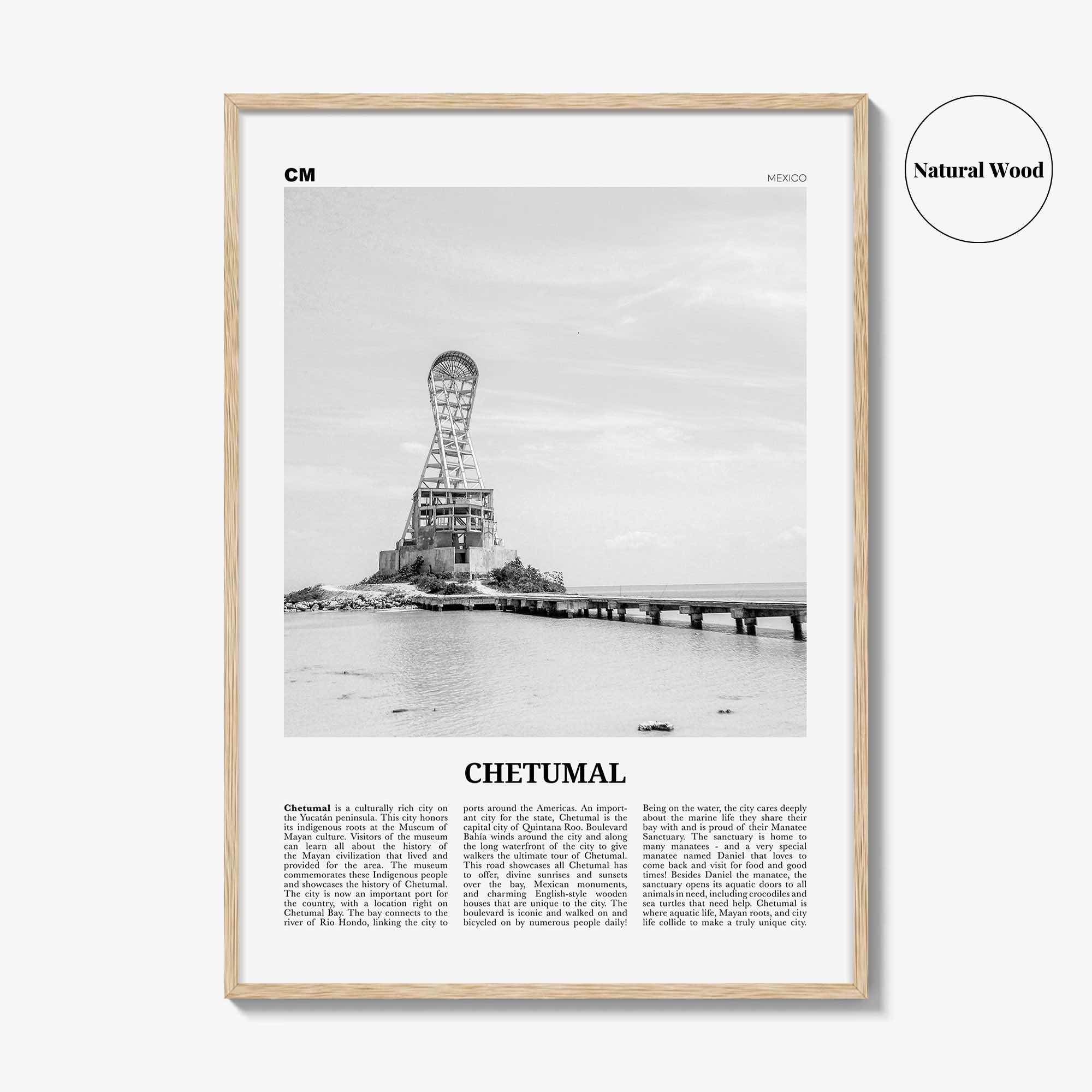 Chetumal Print Black and White, Chetumal Wall Art, Chetumal Poster, Chetumal Photo, Chetumal Wall Décor, Chetumal Map, Mexico