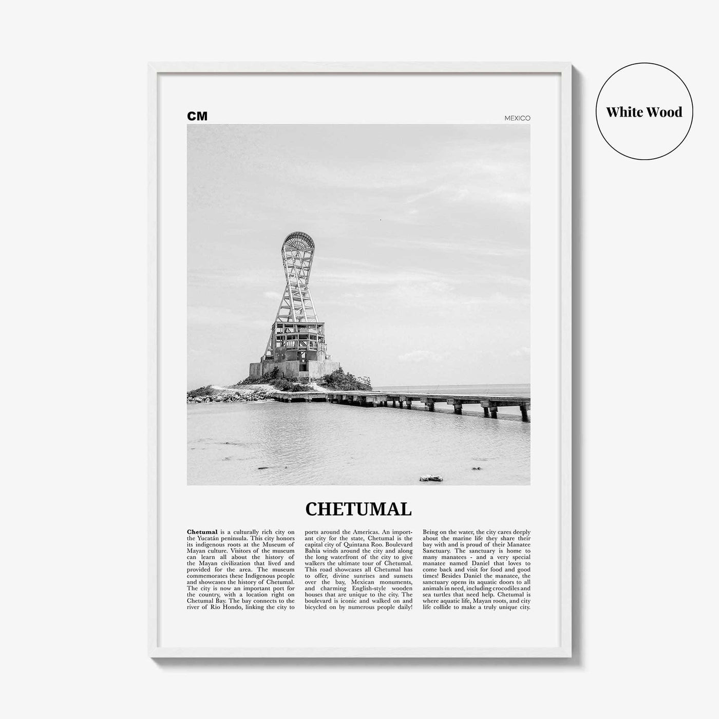 Chetumal Print Black and White, Chetumal Wall Art, Chetumal Poster, Chetumal Photo, Chetumal Wall Décor, Chetumal Map, Mexico