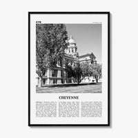 Cheyenne Print Black and White, Cheyenne Wall Art, Cheyenne Poster, Cheyenne Photo, Cheyenne Wall Décor, Cheyenne Map, Wyoming, USA
