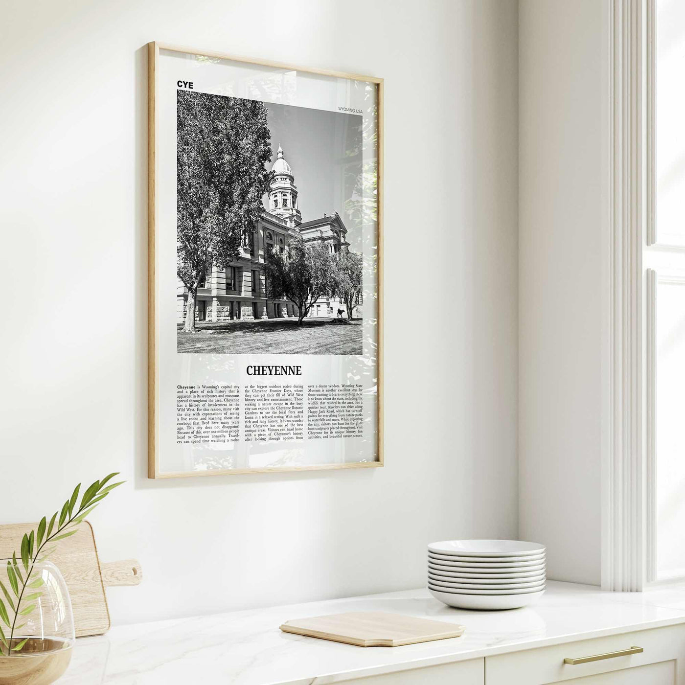 Cheyenne Print Black and White, Cheyenne Wall Art, Cheyenne Poster, Cheyenne Photo, Cheyenne Wall Décor, Cheyenne Map, Wyoming, USA