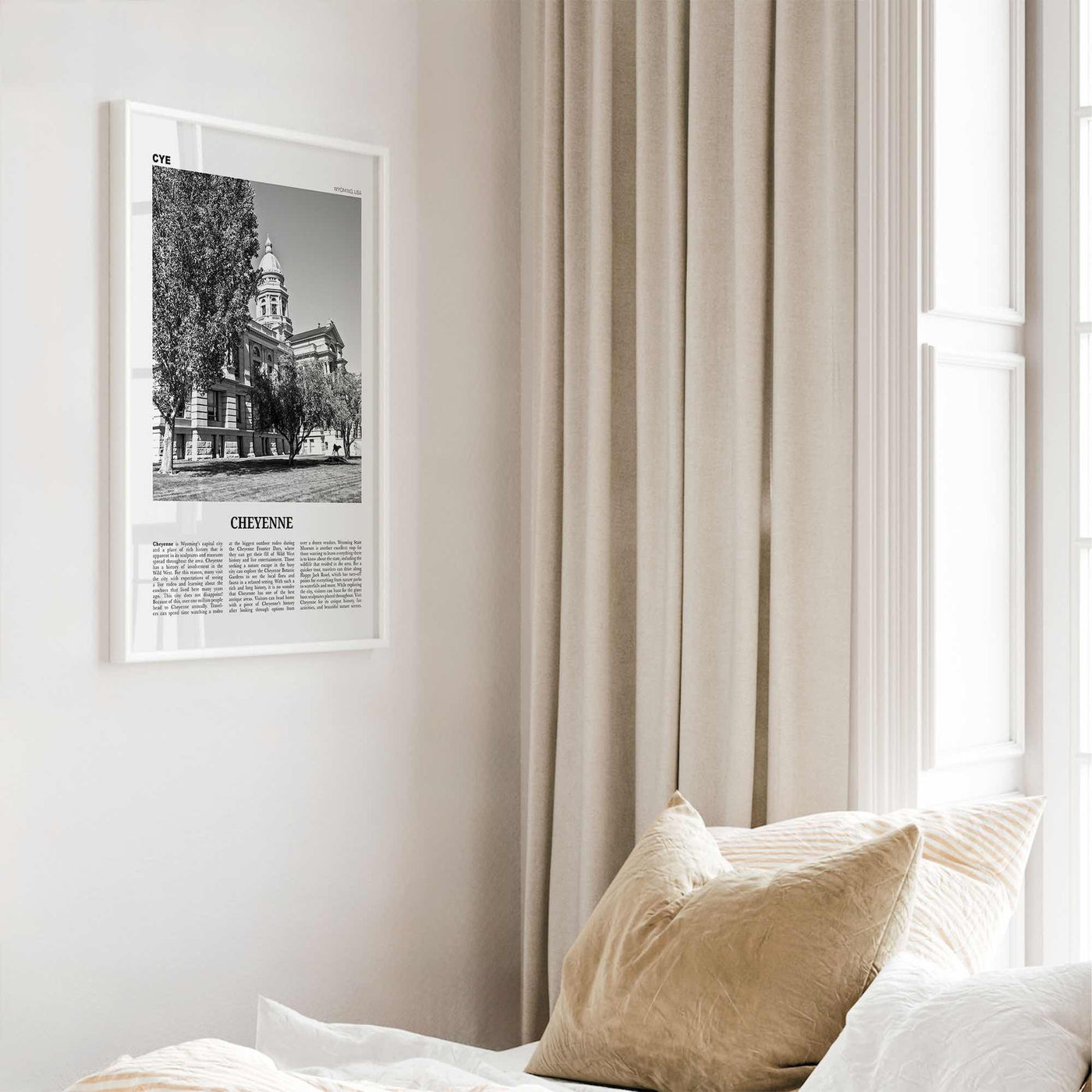 Cheyenne Print Black and White, Cheyenne Wall Art, Cheyenne Poster, Cheyenne Photo, Cheyenne Wall Décor, Cheyenne Map, Wyoming, USA