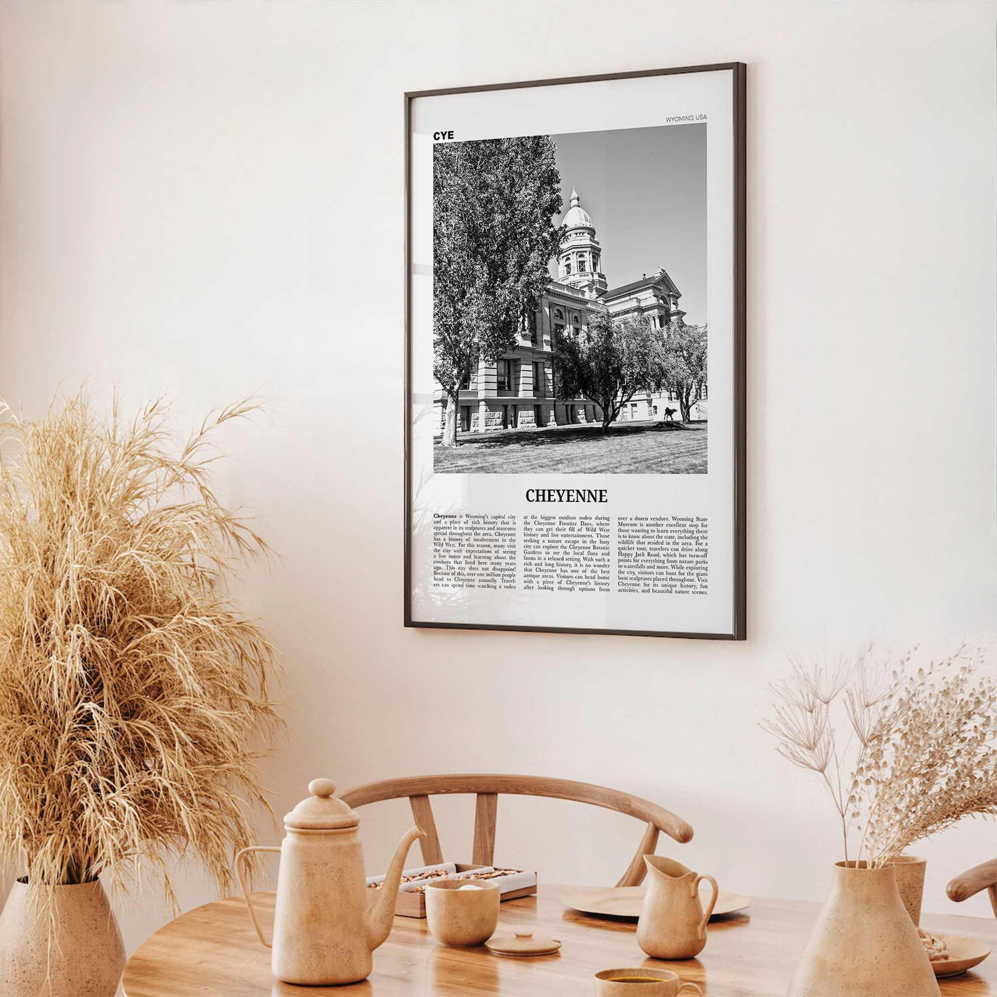 Cheyenne Print Black and White, Cheyenne Wall Art, Cheyenne Poster, Cheyenne Photo, Cheyenne Wall Décor, Cheyenne Map, Wyoming, USA