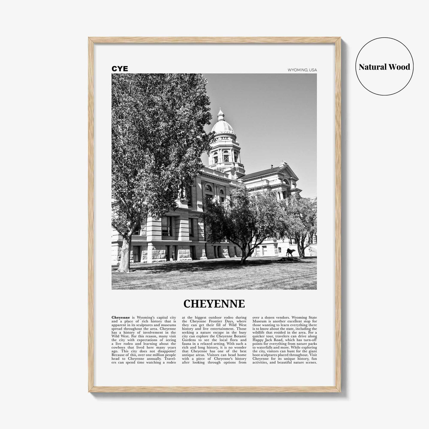 Cheyenne Print Black and White, Cheyenne Wall Art, Cheyenne Poster, Cheyenne Photo, Cheyenne Wall Décor, Cheyenne Map, Wyoming, USA