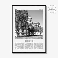 Cheyenne Print Black and White, Cheyenne Wall Art, Cheyenne Poster, Cheyenne Photo, Cheyenne Wall Décor, Cheyenne Map, Wyoming, USA