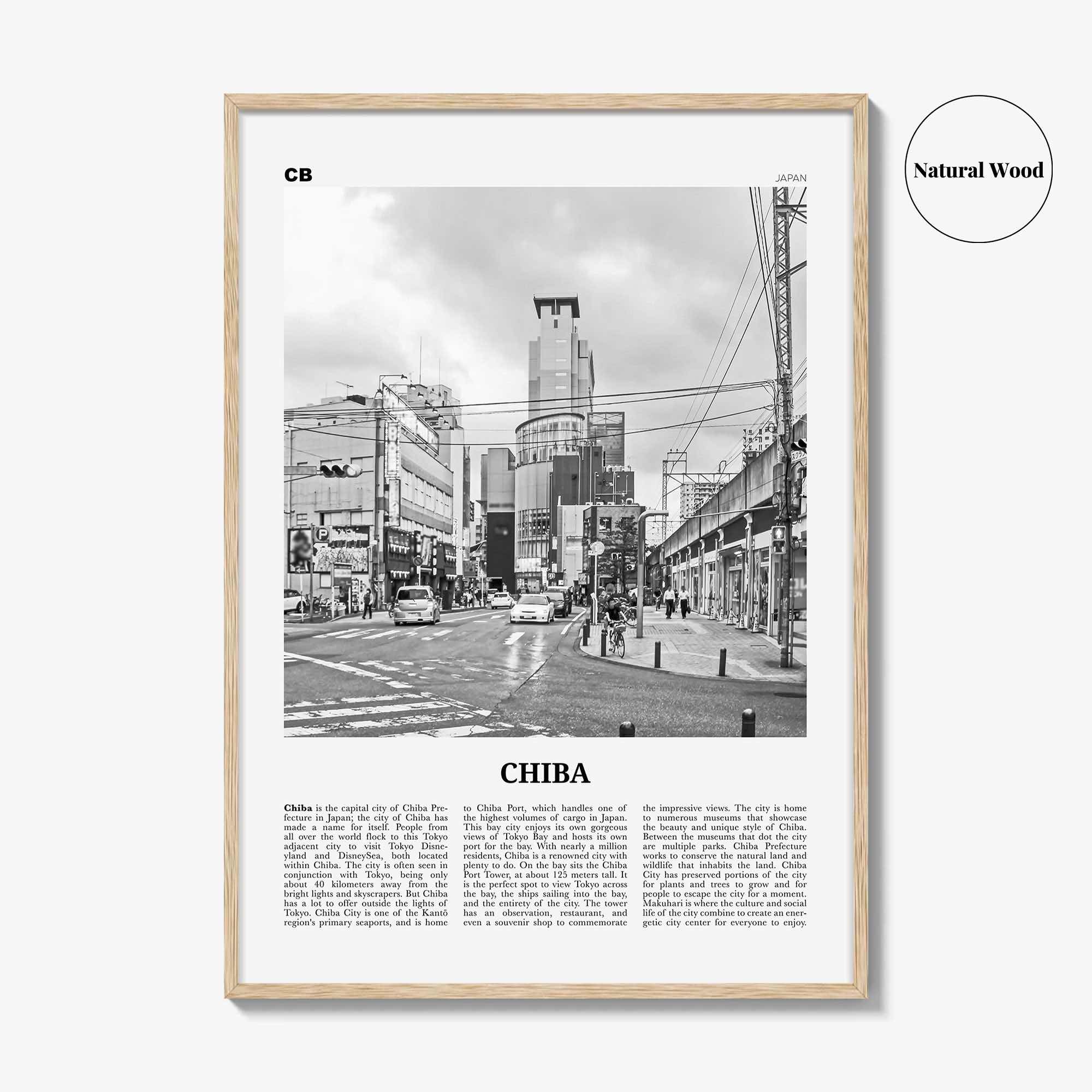 Chiba Print Black and White, Chiba Wall Art, Chiba Poster, Chiba Photo, Chiba Wall Décor, Chiba Map, Japan