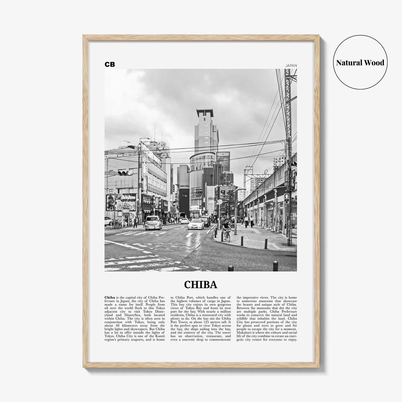 Chiba Print Black and White, Chiba Wall Art, Chiba Poster, Chiba Photo, Chiba Wall Décor, Chiba Map, Japan