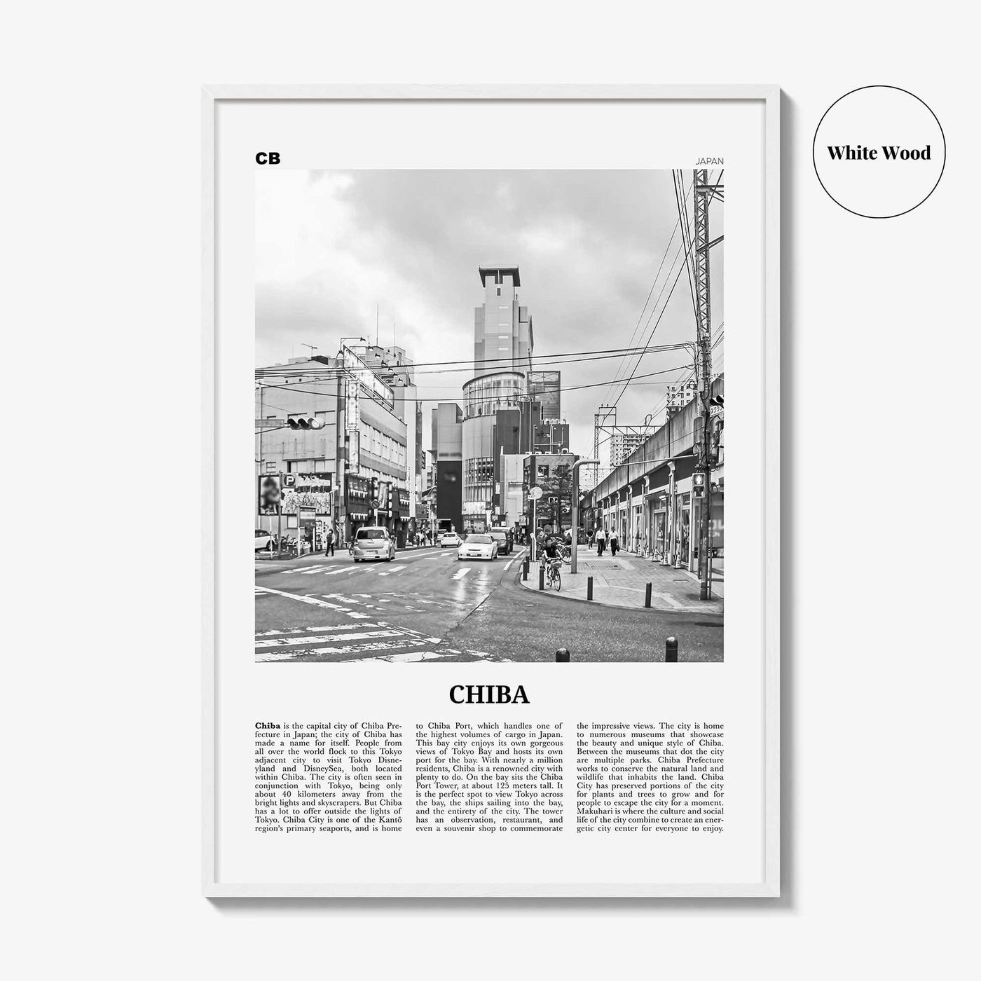 Chiba Print Black and White, Chiba Wall Art, Chiba Poster, Chiba Photo, Chiba Wall Décor, Chiba Map, Japan