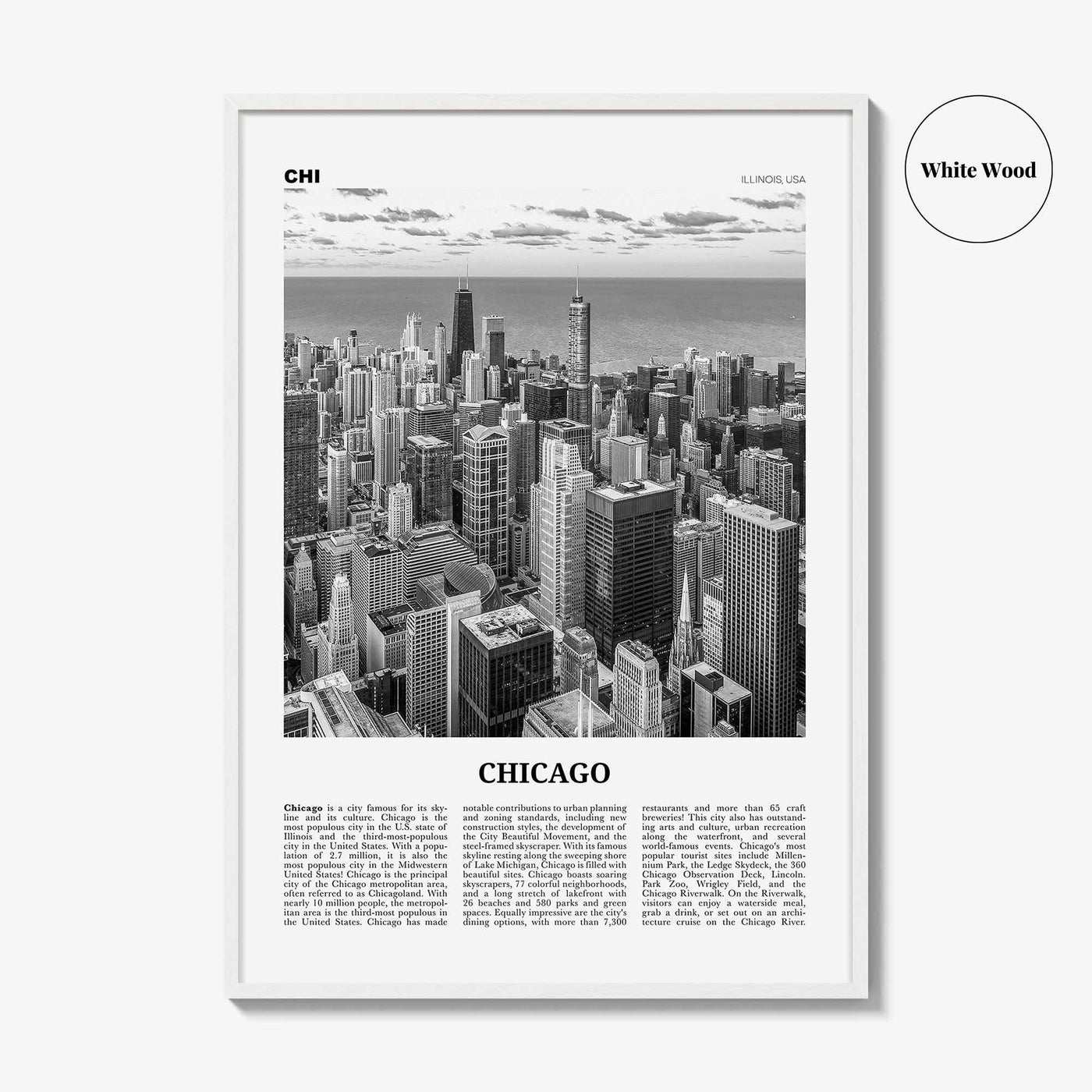 Chicago Print Black and White No 1, Chicago Wall Art, Chicago Poster, Chicago Photo, Chicago Decor, Illinois, USA, United States