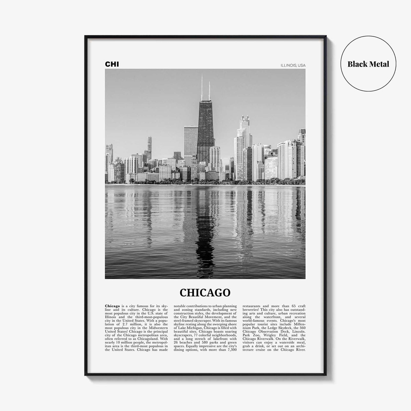 Chicago Print Black and White No 2, Chicago Wall Art, Chicago Poster, Chicago Photo, Chicago Decor, Illinois, USA, United States