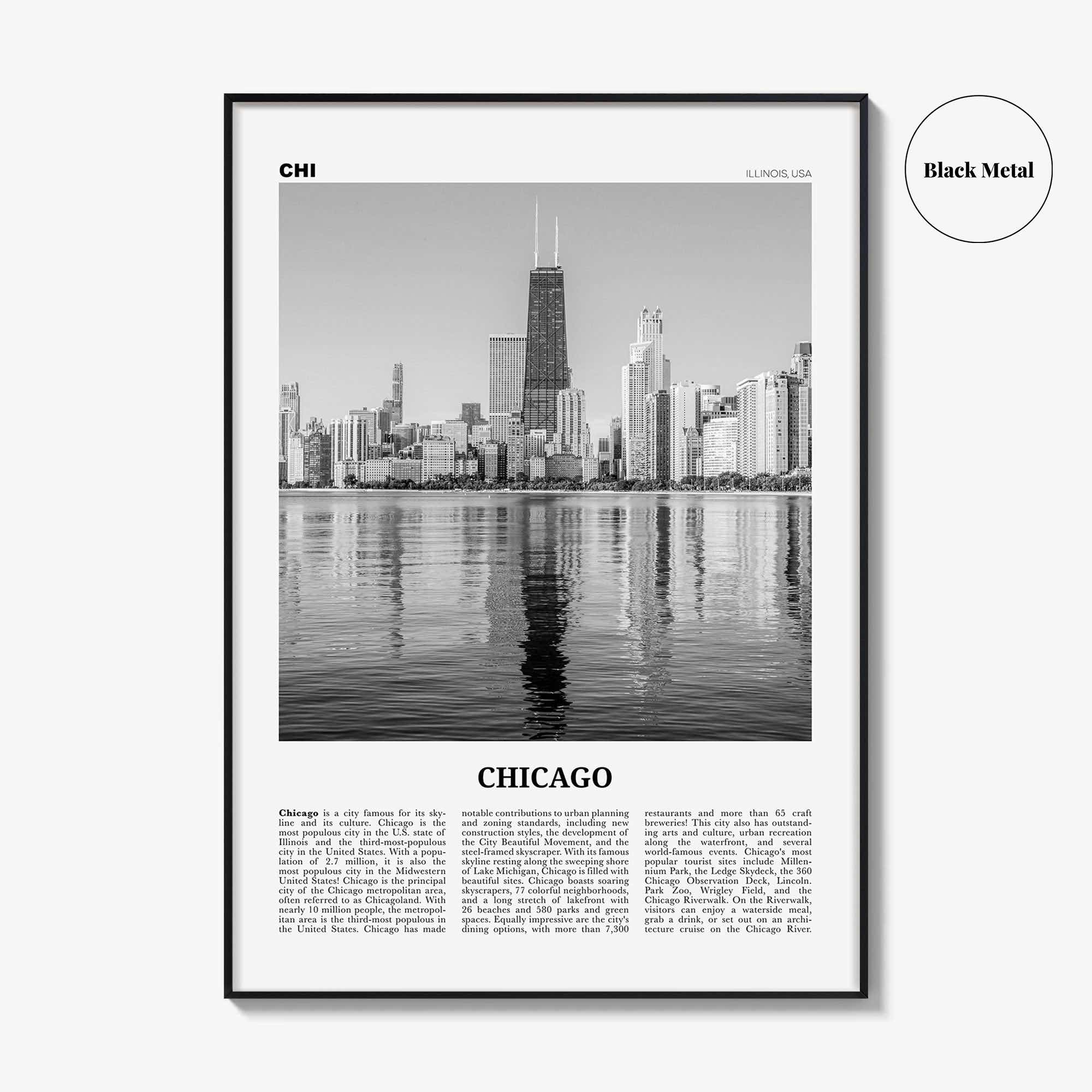 Chicago Print Black and White No 2, Chicago Wall Art, Chicago Poster, Chicago Photo, Chicago Decor, Illinois, USA, United States
