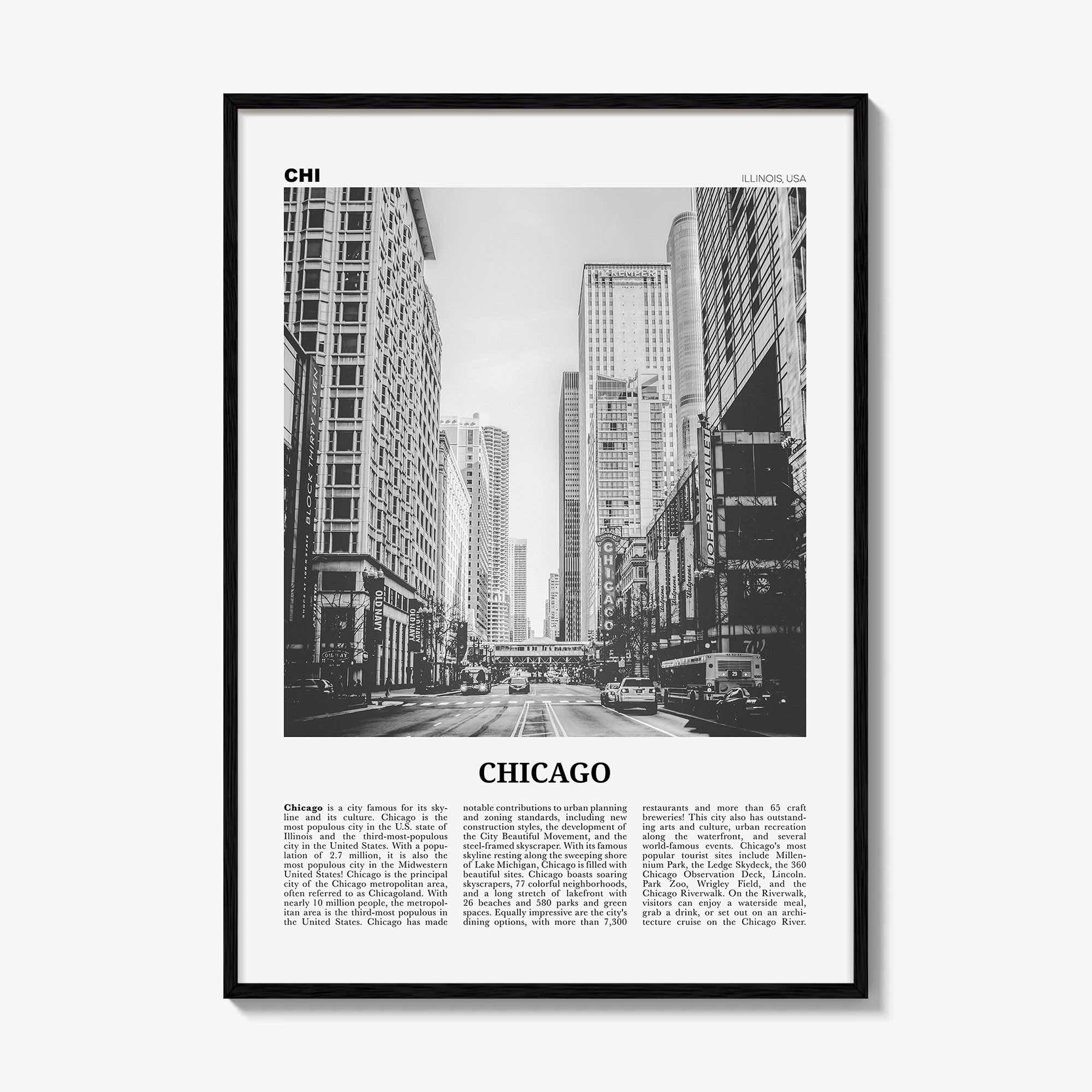 Chicago Print Black and White No 3, Chicago Wall Art, Chicago Poster, Chicago Photo, Chicago Decor, Illinois, USA, United States