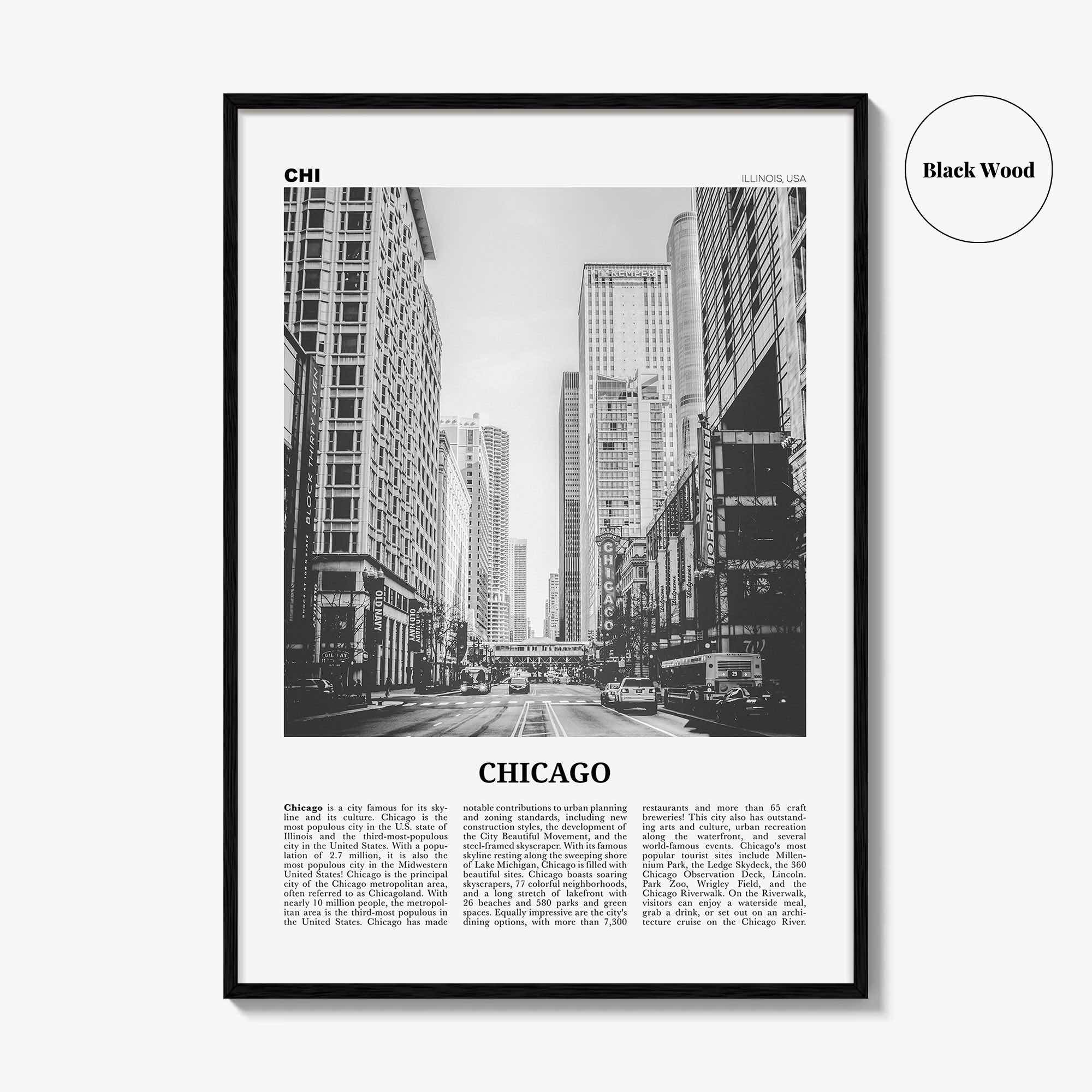 Chicago Print Black and White No 3, Chicago Wall Art, Chicago Poster, Chicago Photo, Chicago Decor, Illinois, USA, United States