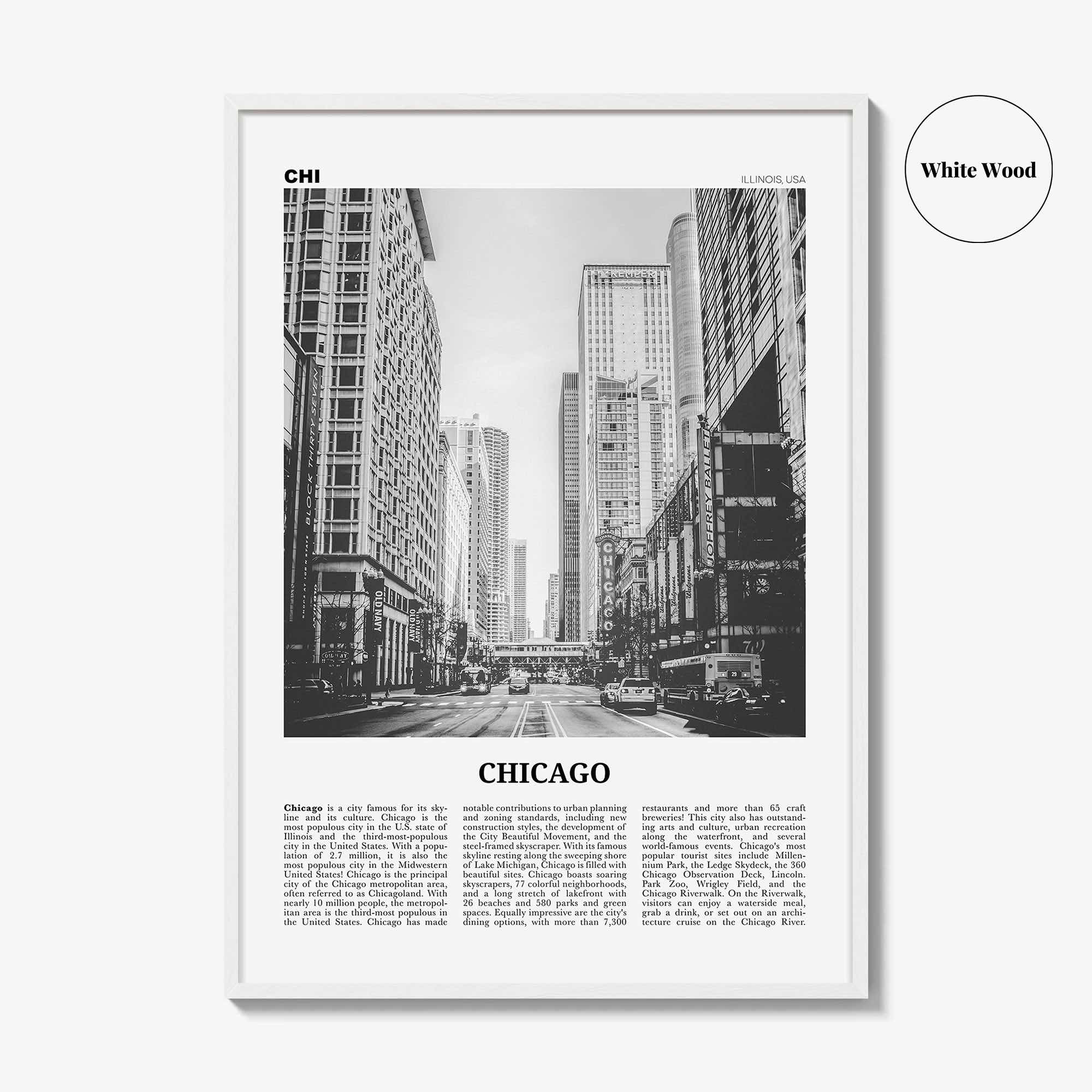 Chicago Print Black and White No 3, Chicago Wall Art, Chicago Poster, Chicago Photo, Chicago Decor, Illinois, USA, United States