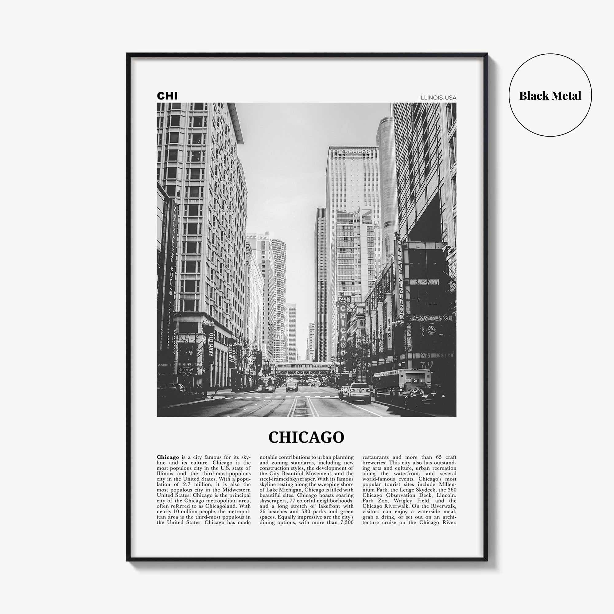 Chicago Print Black and White No 3, Chicago Wall Art, Chicago Poster, Chicago Photo, Chicago Decor, Illinois, USA, United States