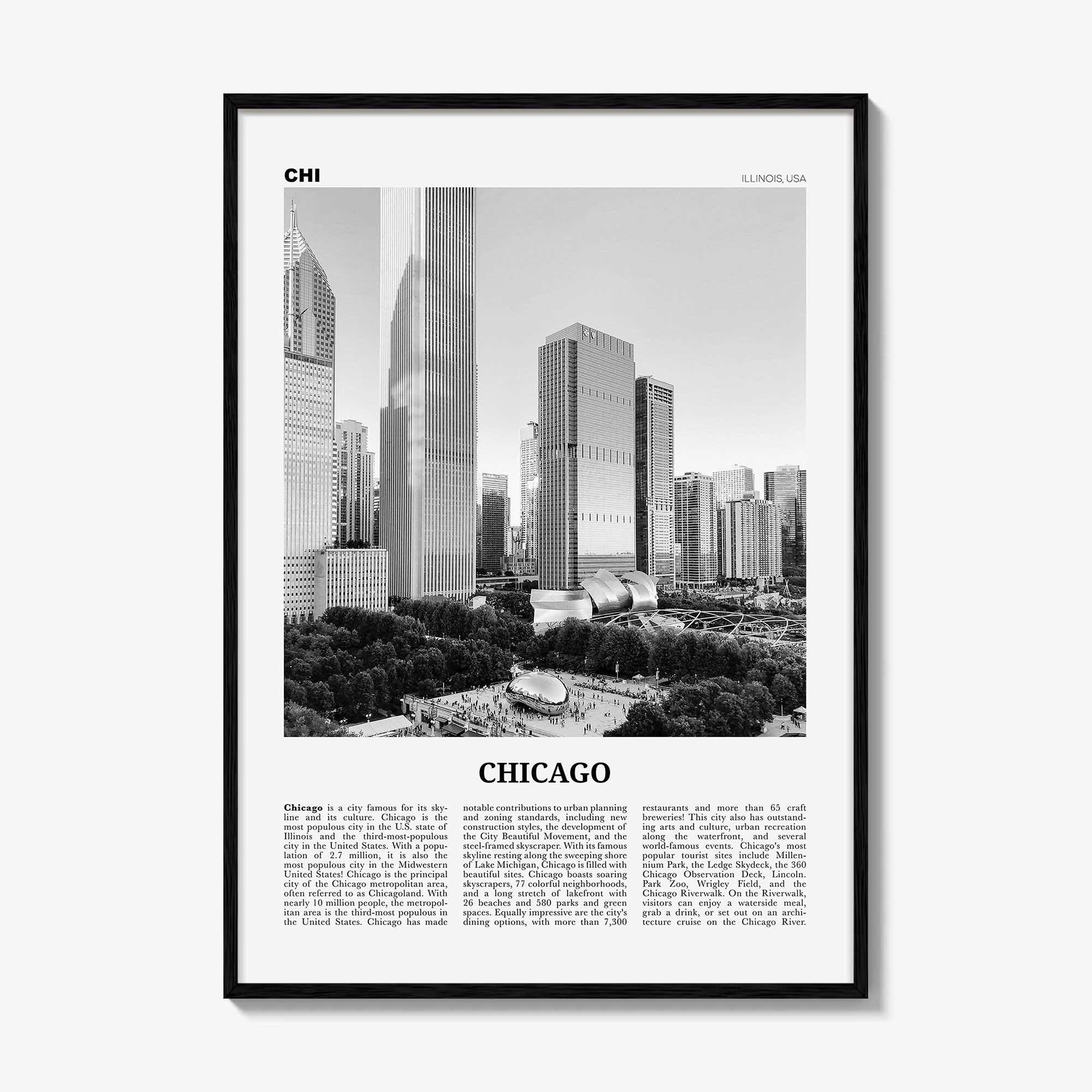 Chicago Print Black and White No 4, Chicago Wall Art, Chicago Poster, Chicago Photo, Chicago Decor, Illinois, USA, United States
