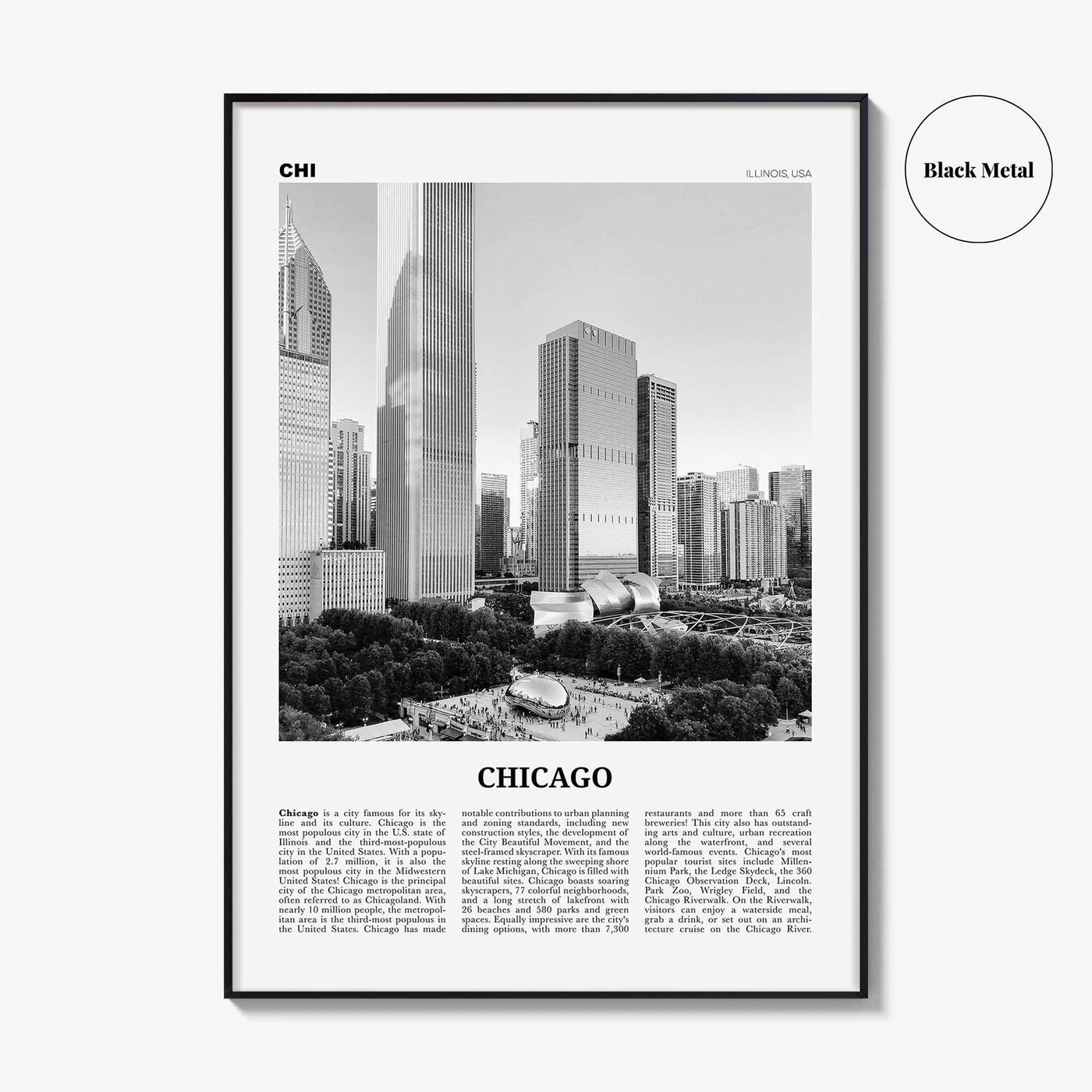 Chicago Print Black and White No 4, Chicago Wall Art, Chicago Poster, Chicago Photo, Chicago Decor, Illinois, USA, United States