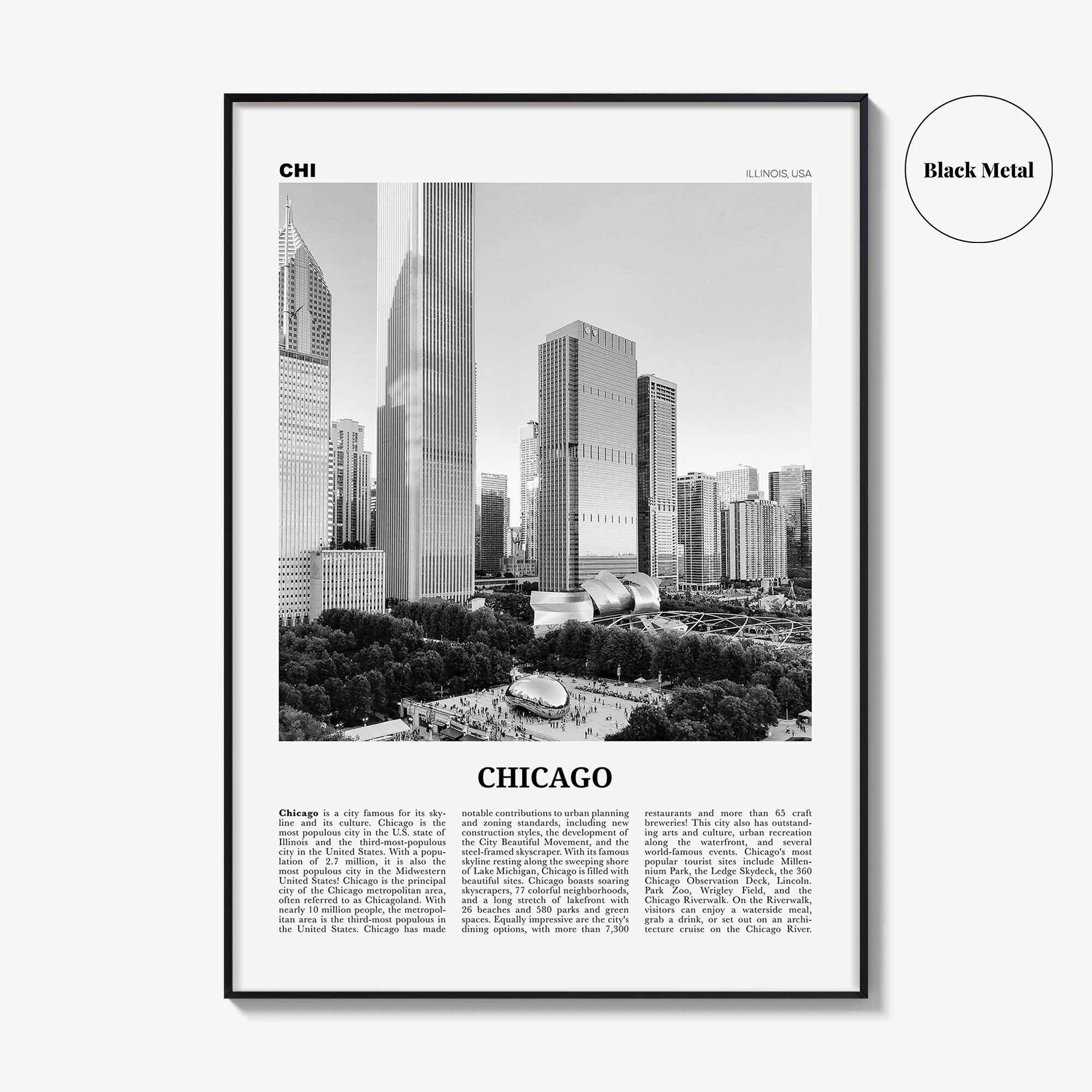 Chicago Print Black and White No 4, Chicago Wall Art, Chicago Poster, Chicago Photo, Chicago Decor, Illinois, USA, United States
