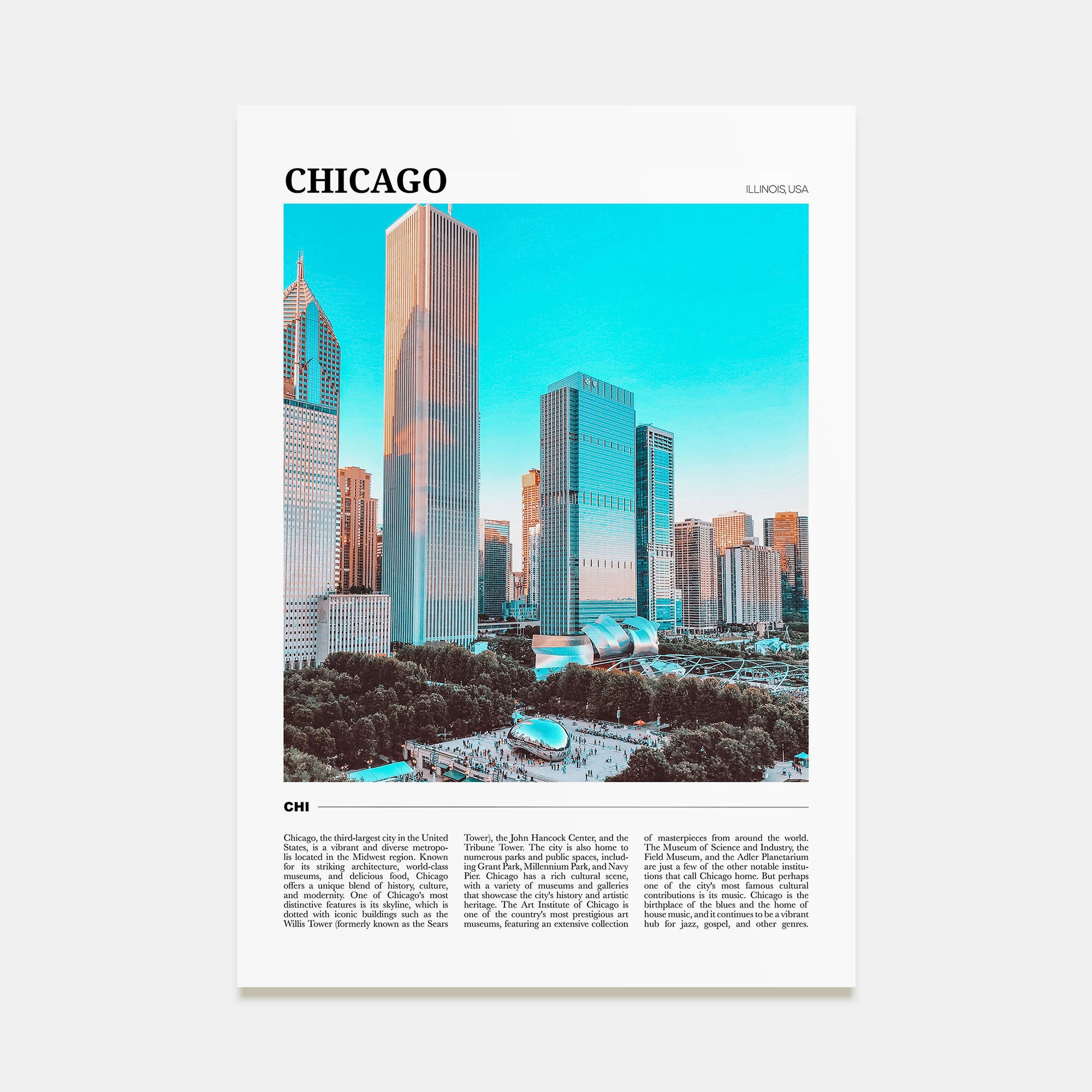 Chicago Travel Color No 1 Poster