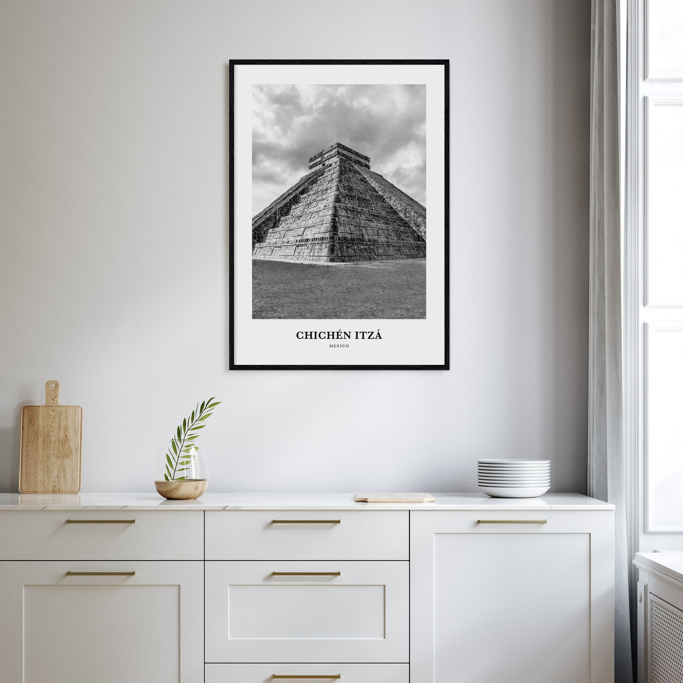 Chichén Itzá Portrait B&W Poster