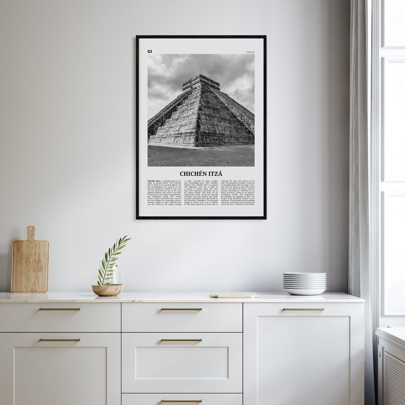 Chichén Itzá Travel B&W Poster