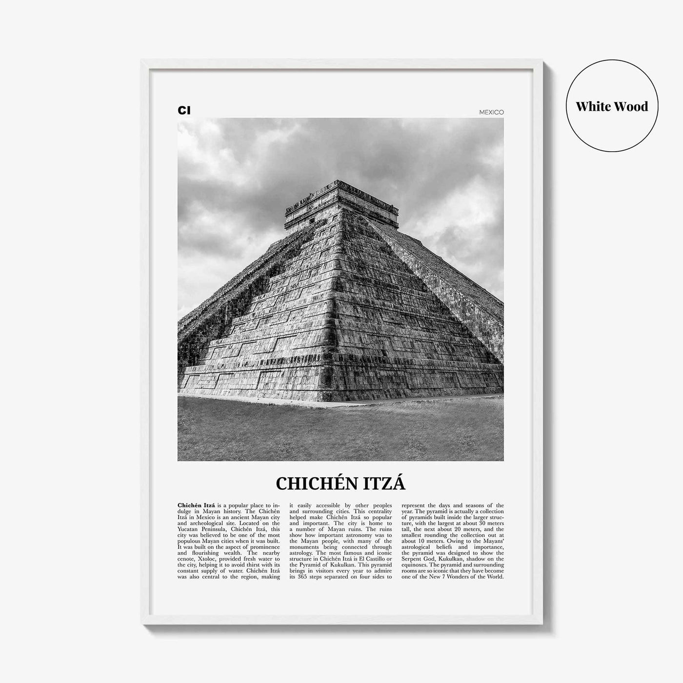 Chichen Itza Print Black and White, Chichen Itza Wall Art, Chichén Itzá Poster, Chichén Itzá Photo, Chichén Itzá Wall Décor, Mexico