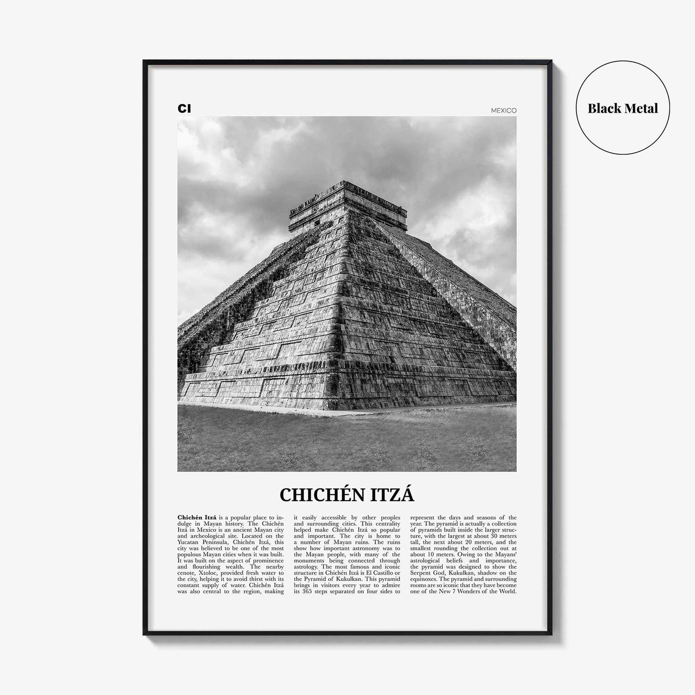 Chichen Itza Print Black and White, Chichen Itza Wall Art, Chichén Itzá Poster, Chichén Itzá Photo, Chichén Itzá Wall Décor, Mexico