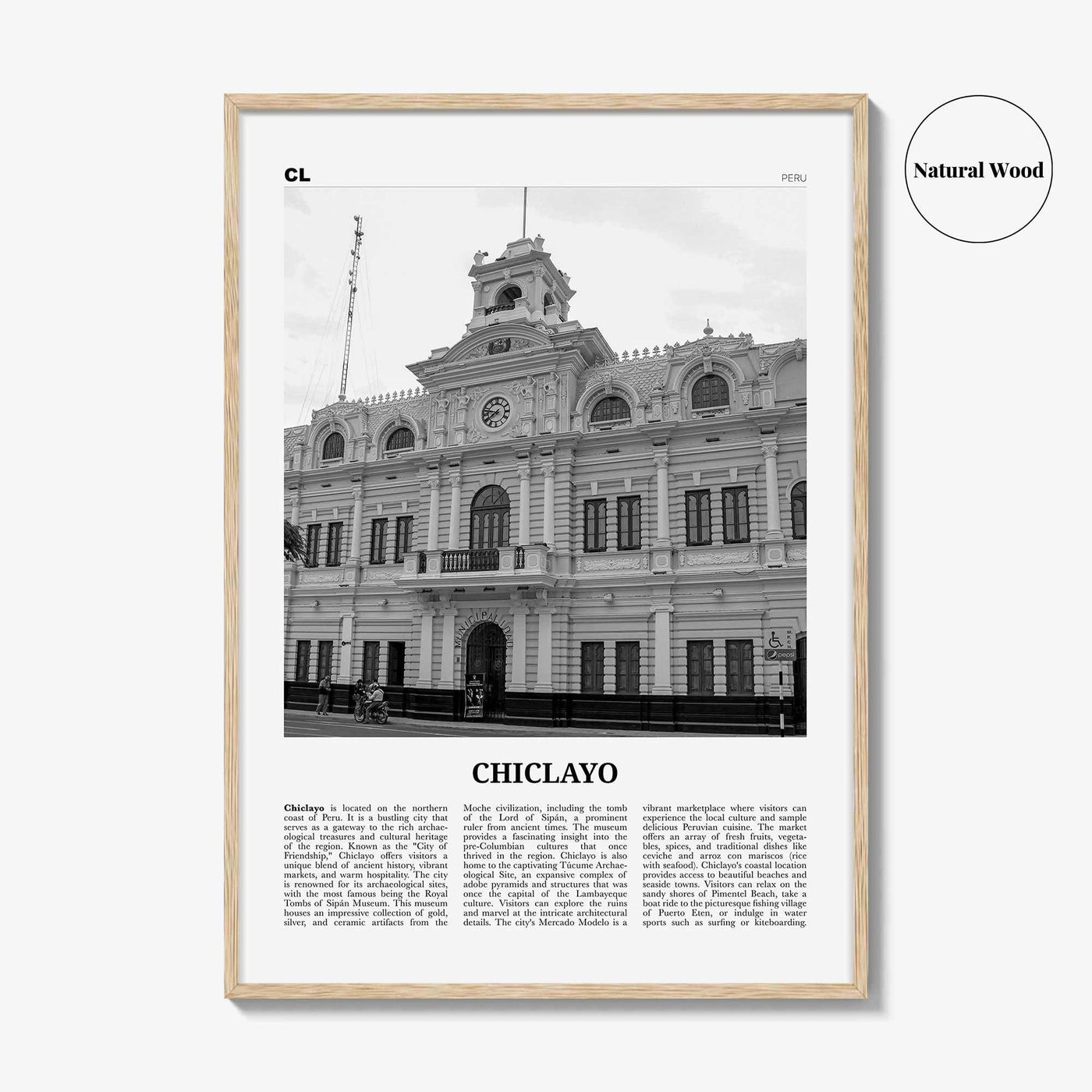 Chiclayo Print Black and White, Chiclayo Wall Art, Chiclayo Poster, Chiclayo Photo, Chiclayo Wall Décor, Chiclayo Map, Peru